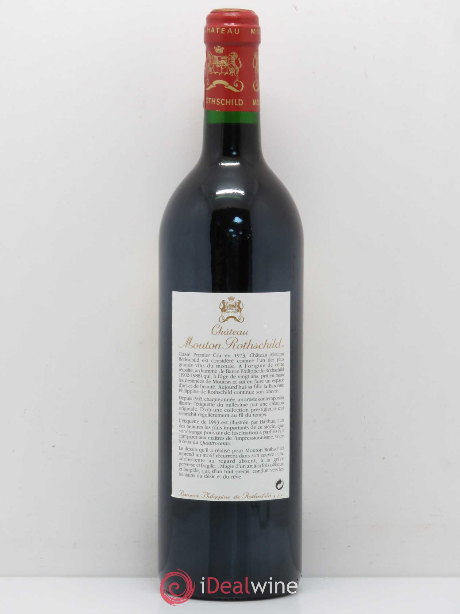 Château Mouton Rothschild 1er Grand Cru Classé 1993 - Lot de 1 bouteille - 1