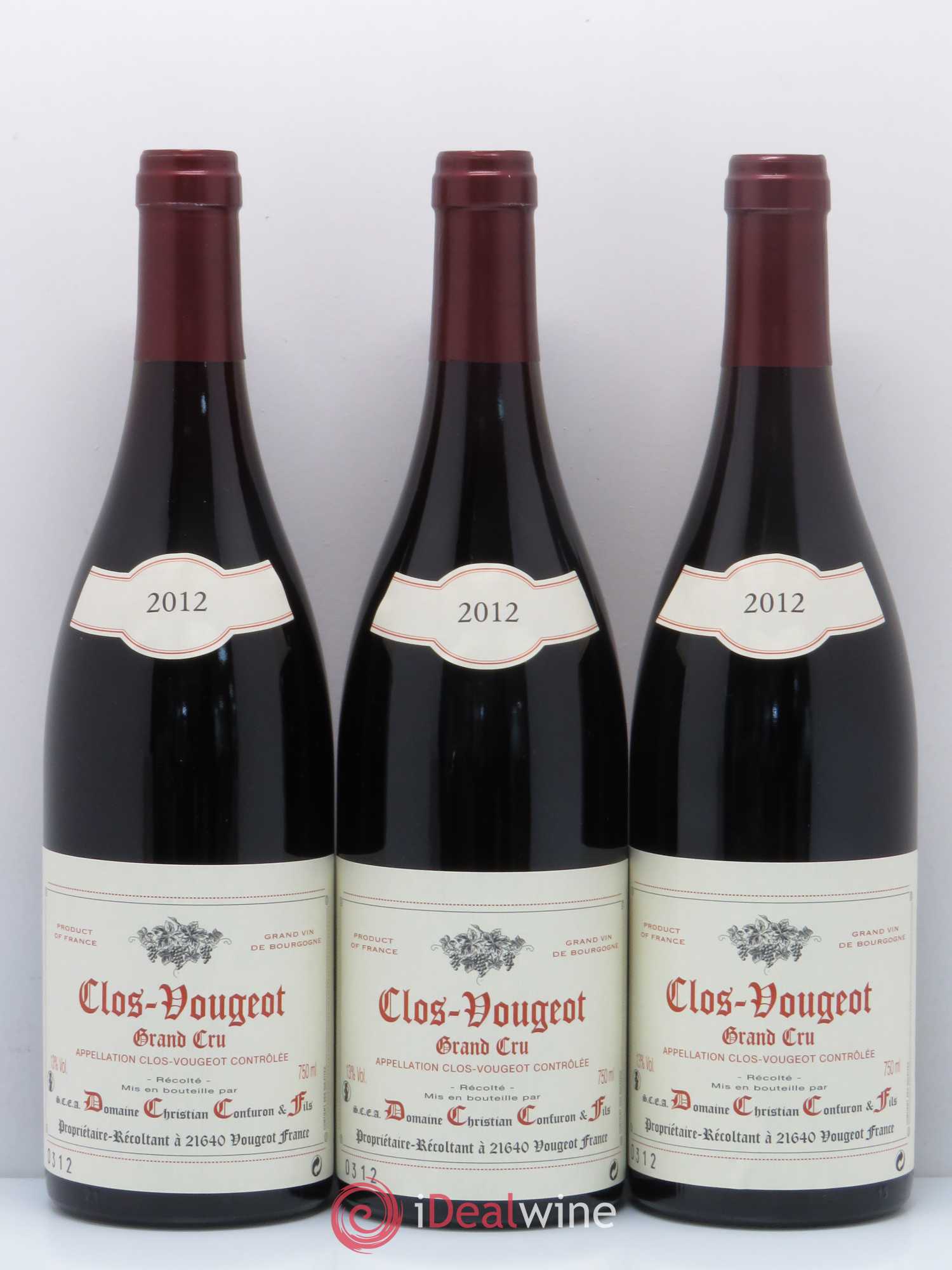 Clos de Vougeot Grand Cru Christian Confuron 2012 - Lot de 3 bouteilles - 0