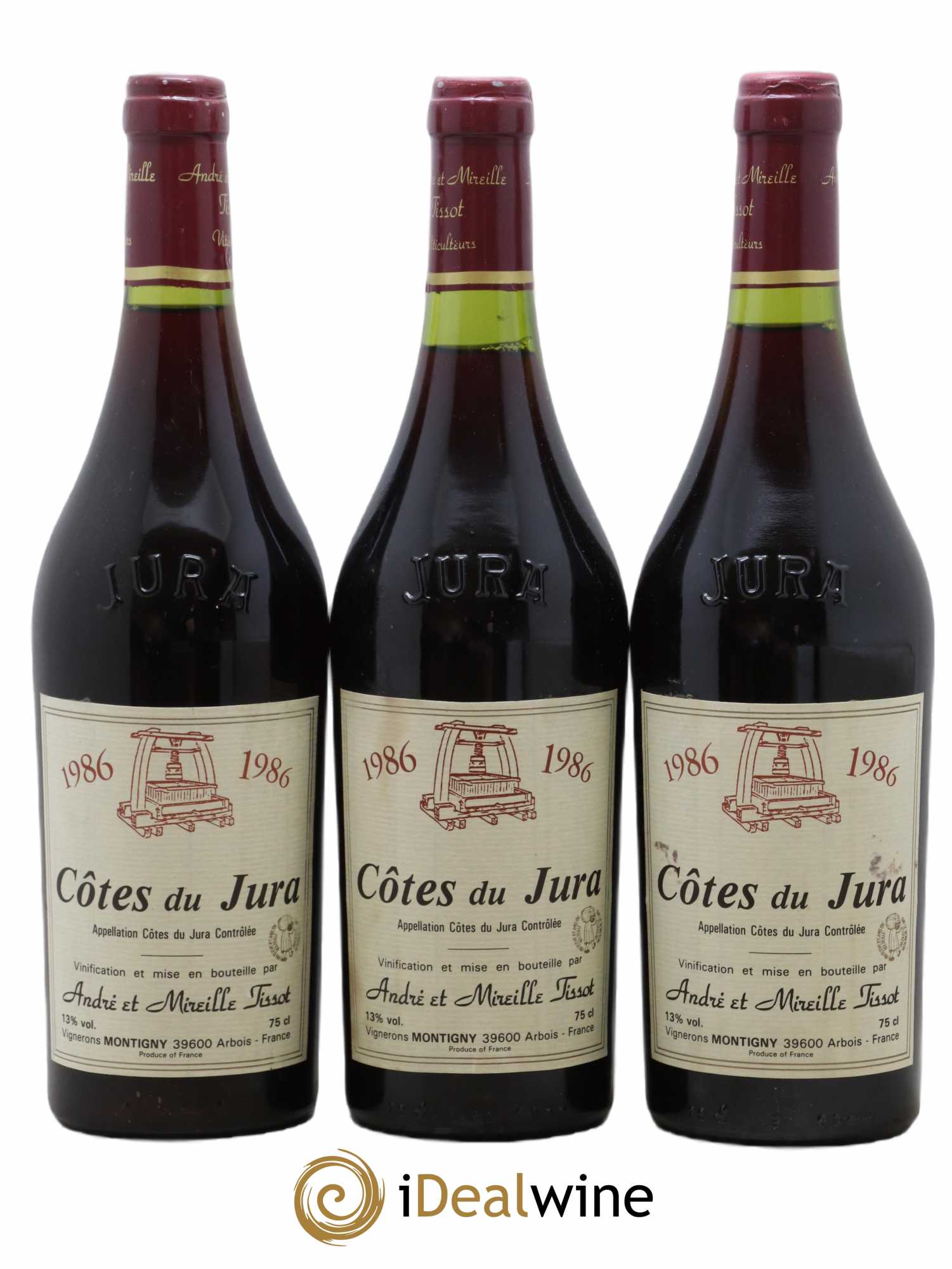 Côtes du Jura 1986 - Posten von 3 Flaschen - 0