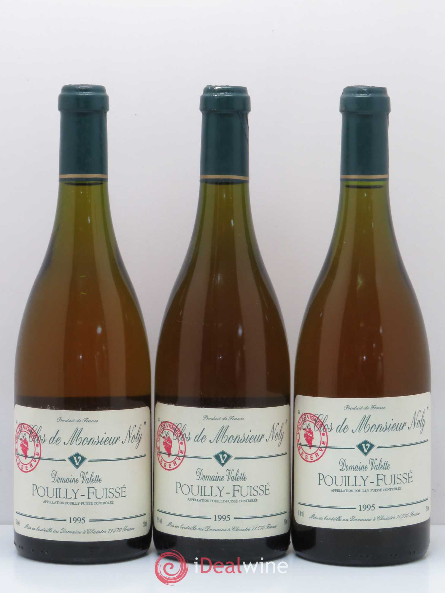 Pouilly-Fuissé Clos de Monsieur Noly Vieilles Vignes Valette (Domaine) Reserve 1995 - Lot de 3 bouteilles - 0