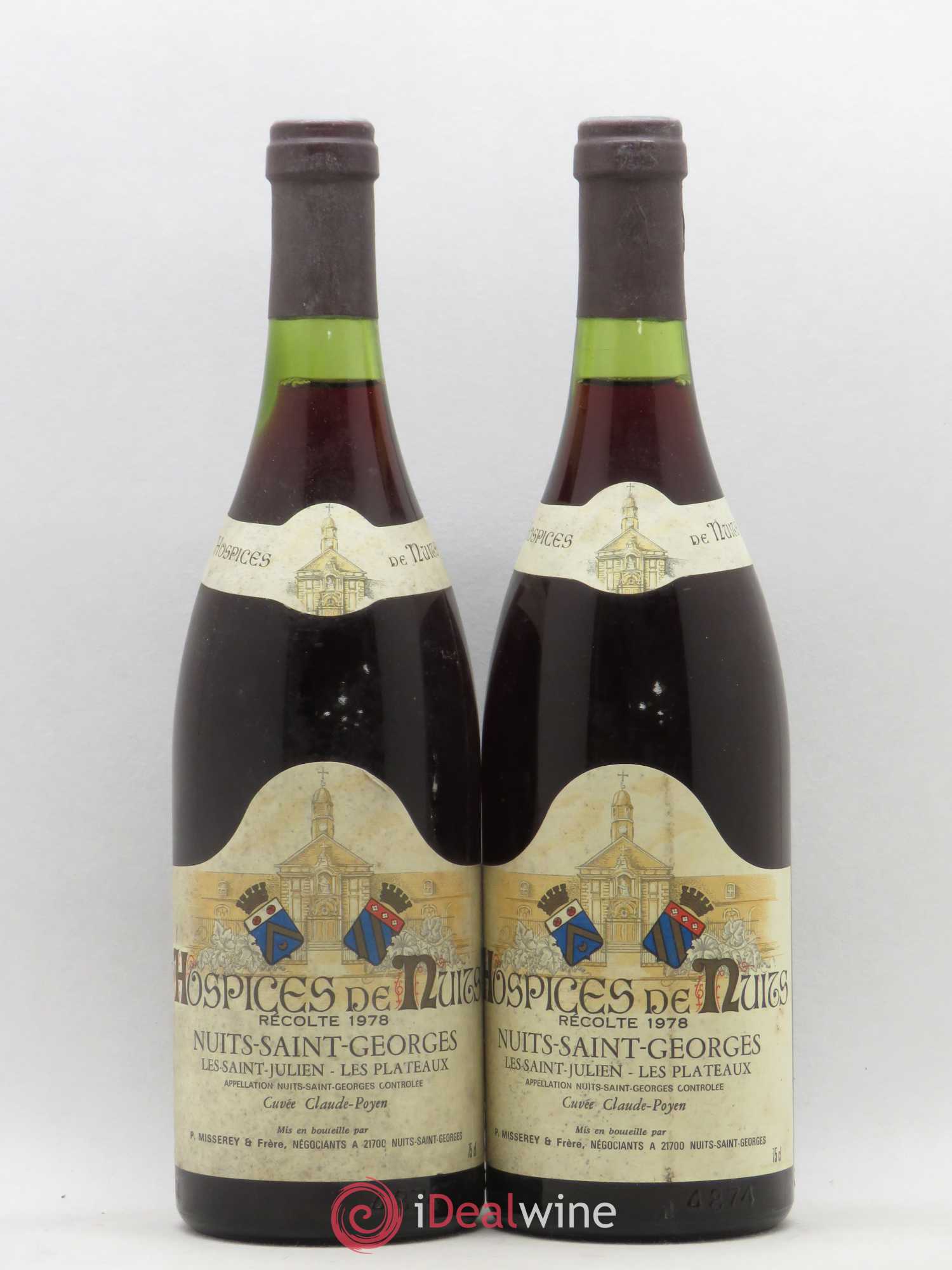 Nuits-Saint-Georges 1er Cru Hospices de Nuits Les Saints Julien Les Plateaux Cuvée Claude Poyen 1978 - Posten von 2 Flaschen - 0