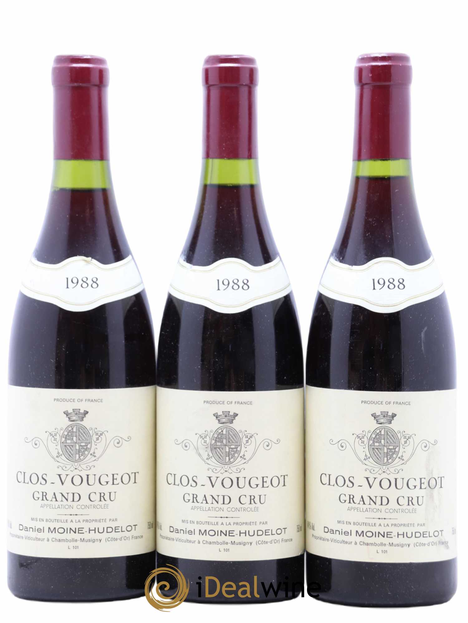 Clos de Vougeot Grand Cru Moine-Hudelot 1988 - Lot de 3 bouteilles - 0