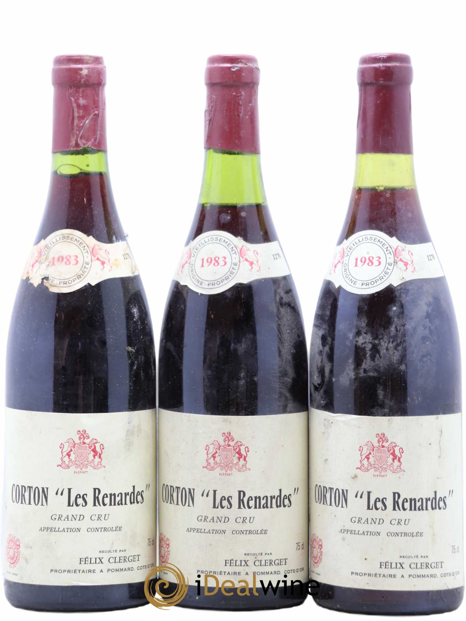 Corton Grand Cru Les Renardes Felix Clerget 1983 - Posten von 3 Flaschen - 0
