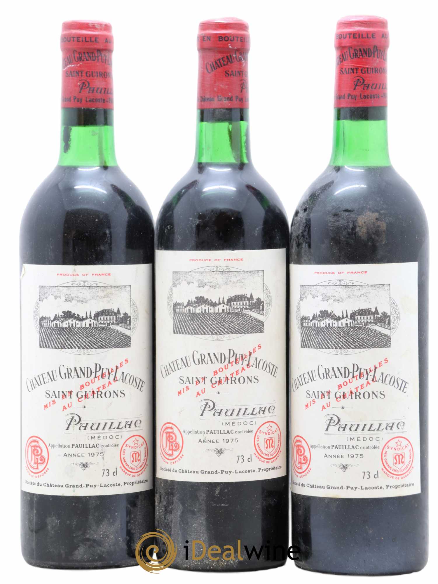 Château Grand Puy Lacoste 5ème Grand Cru Classé 1975 - Lot de 3 bouteilles - 0