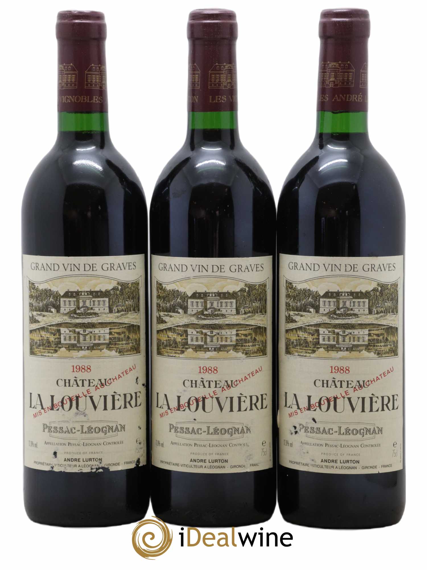 Château la Louvière 1988 - Lot de 3 bouteilles - 0