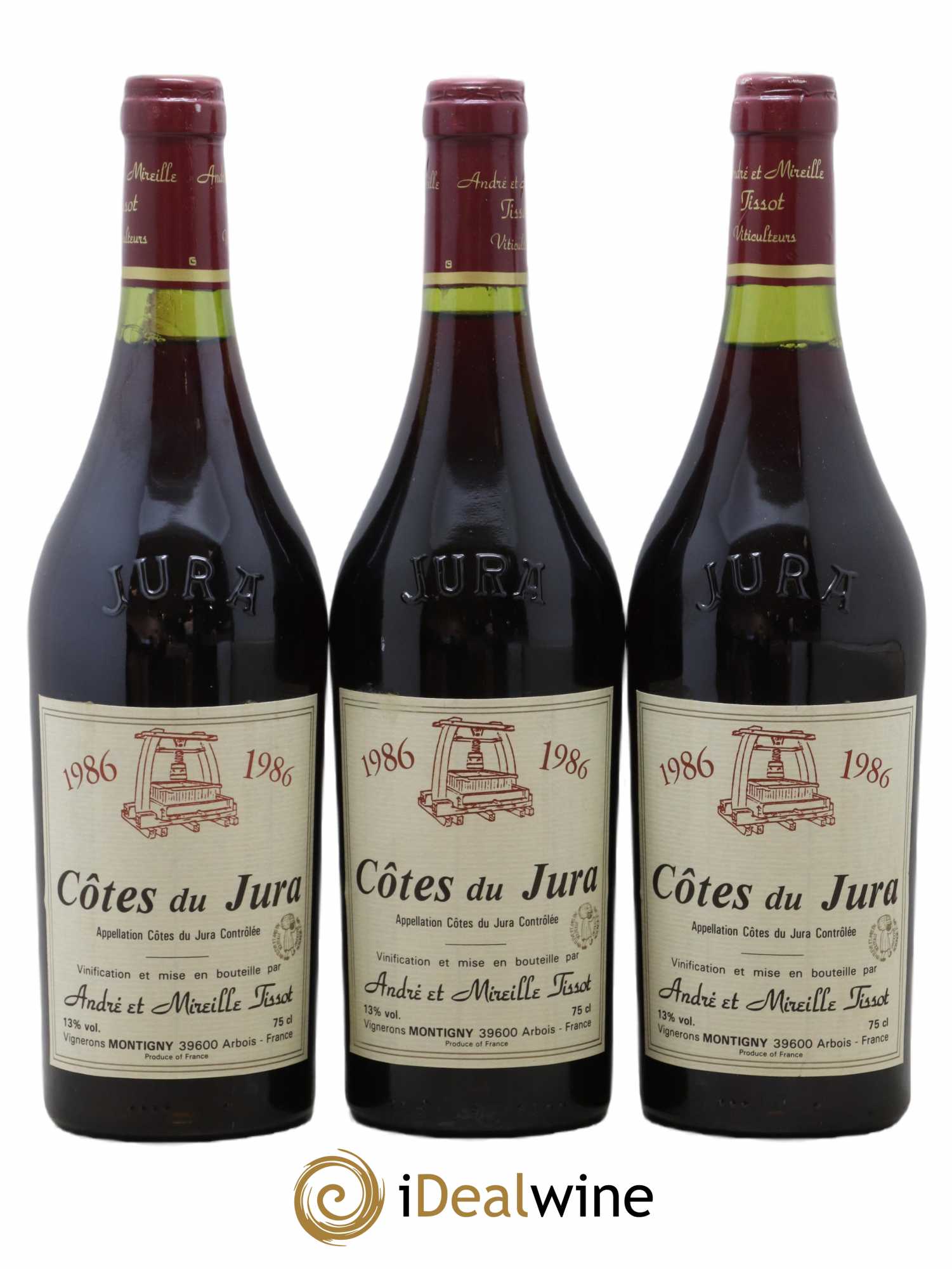 Côtes du Jura 1986 - Posten von 3 Flaschen - 0