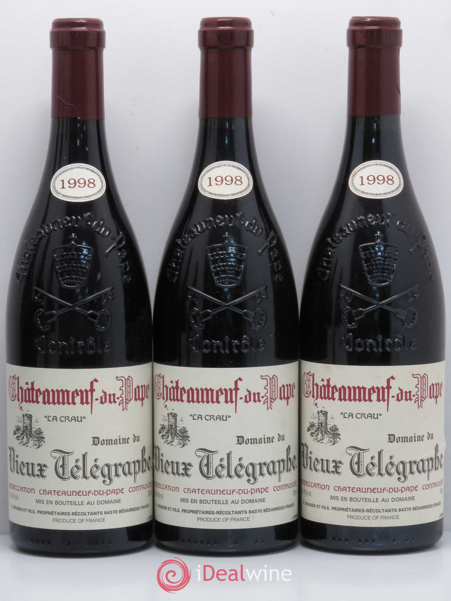 Châteauneuf-du-Pape Vieux Télégraphe (Domaine du) Vignobles Brunier 1998 - Lot de 6 bouteilles - 1