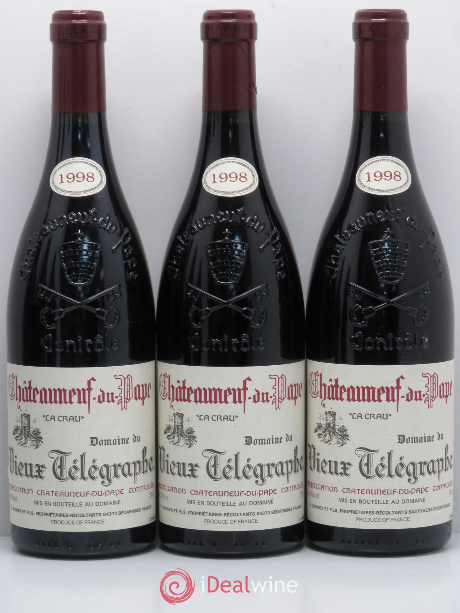 Châteauneuf-du-Pape Vieux Télégraphe (Domaine du) Vignobles Brunier 1998 - Lot de 6 bouteilles - 1