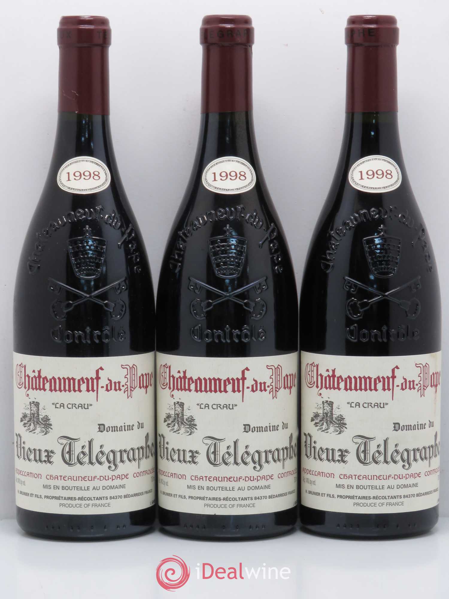 Châteauneuf-du-Pape Vieux Télégraphe (Domaine du) Vignobles Brunier 1998 - Lot de 6 bouteilles - 2