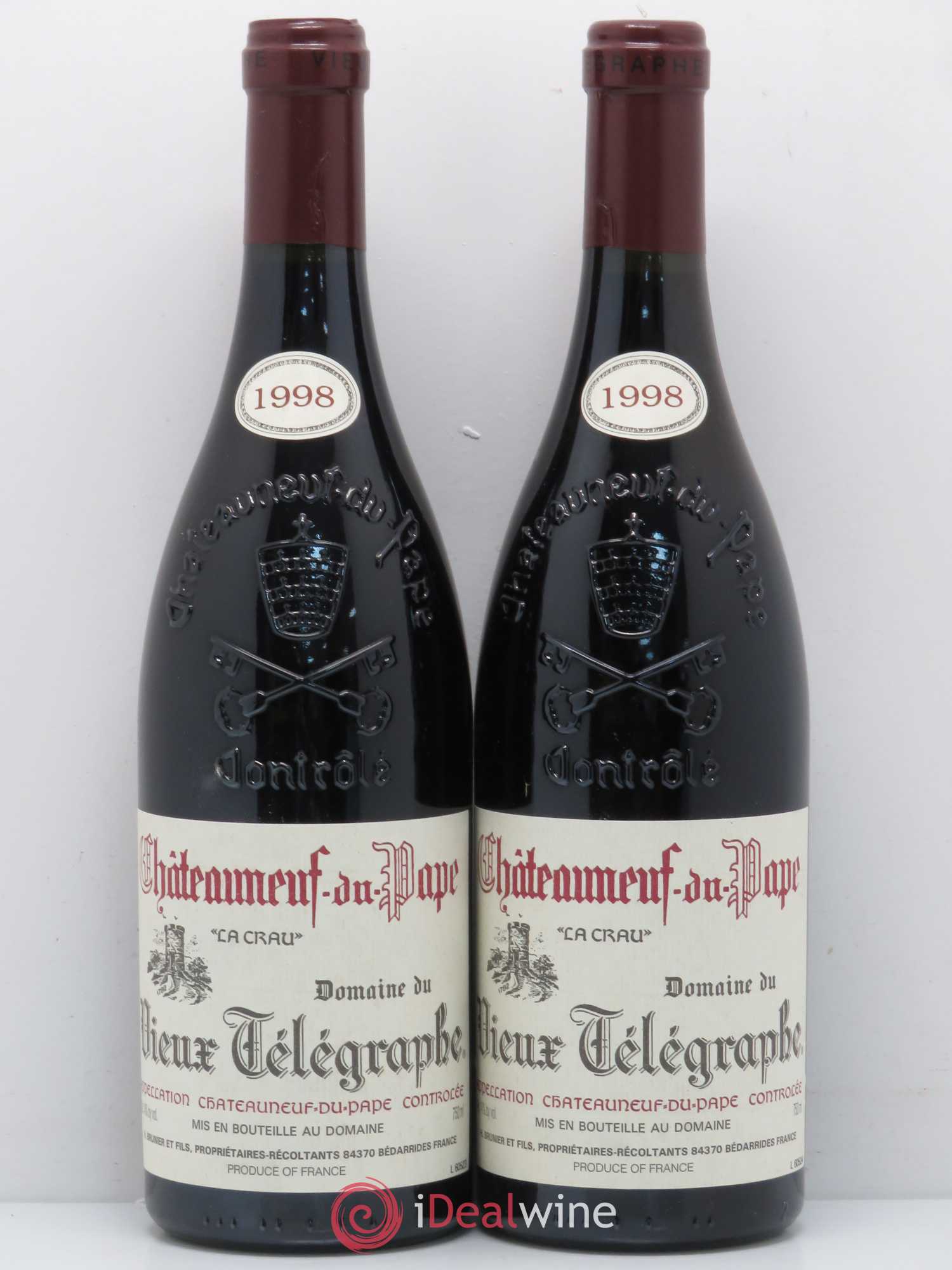 Châteauneuf-du-Pape Vieux Télégraphe (Domaine du) Vignobles Brunier 1998 - Lot de 2 bouteilles - 0