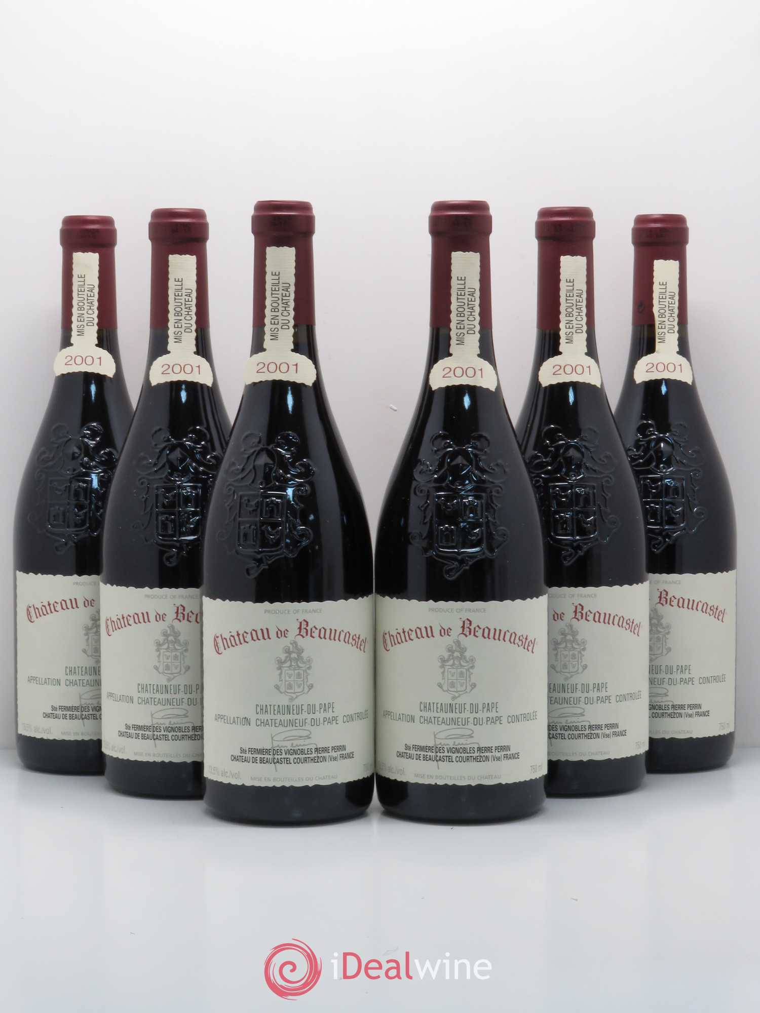 Châteauneuf-du-Pape Château de Beaucastel Famille Perrin 2001 - Lot de 6 bouteilles - 0