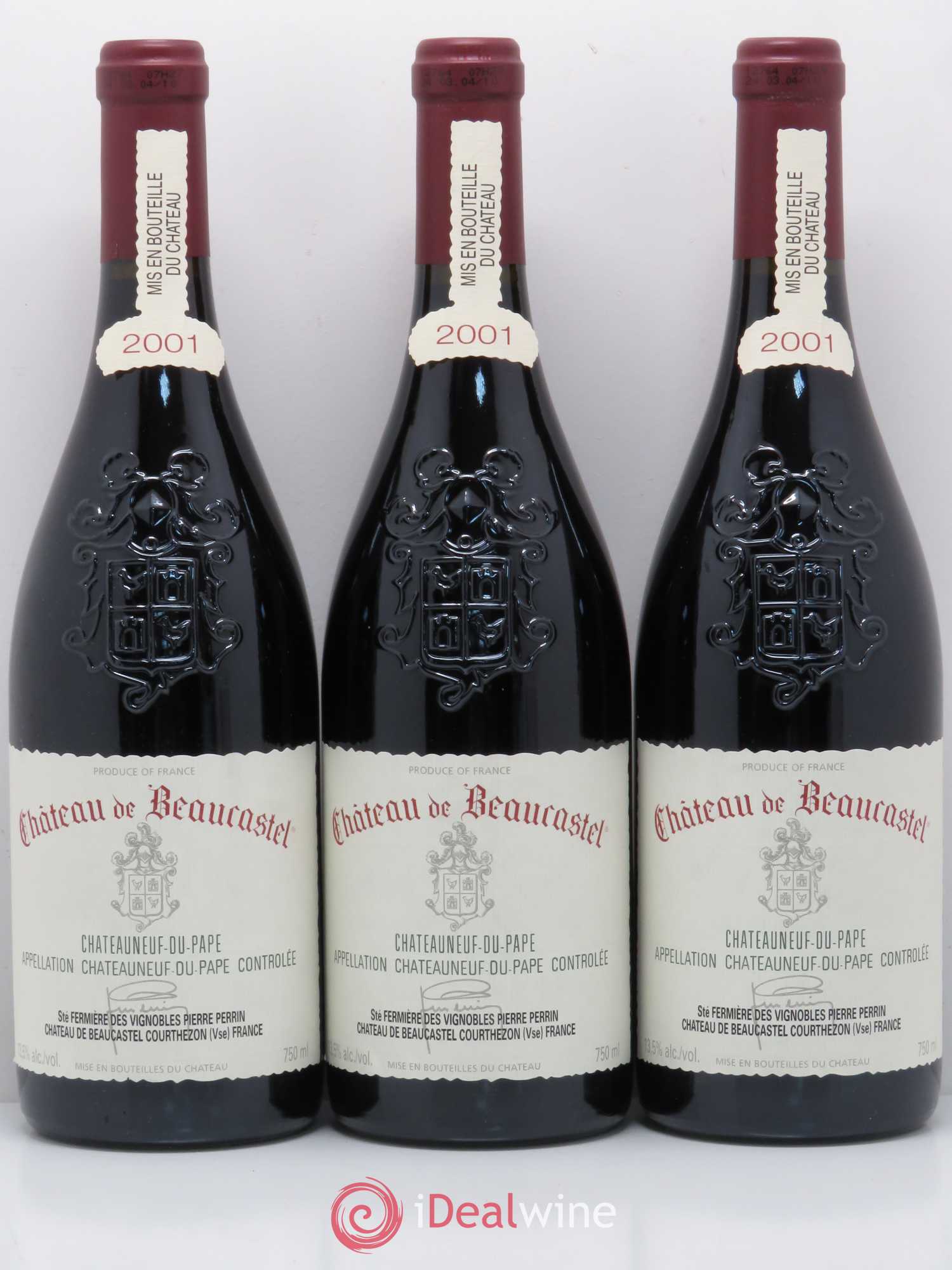 Châteauneuf-du-Pape Château de Beaucastel Famille Perrin 2001 - Lot de 3 bouteilles - 0