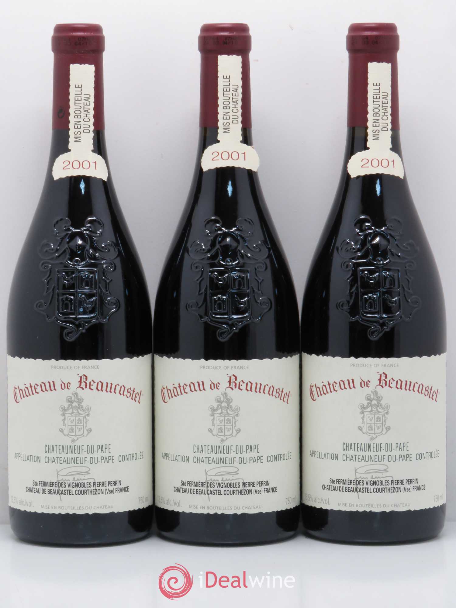 Châteauneuf-du-Pape Château de Beaucastel Famille Perrin 2001 - Lot de 3 bouteilles - 0