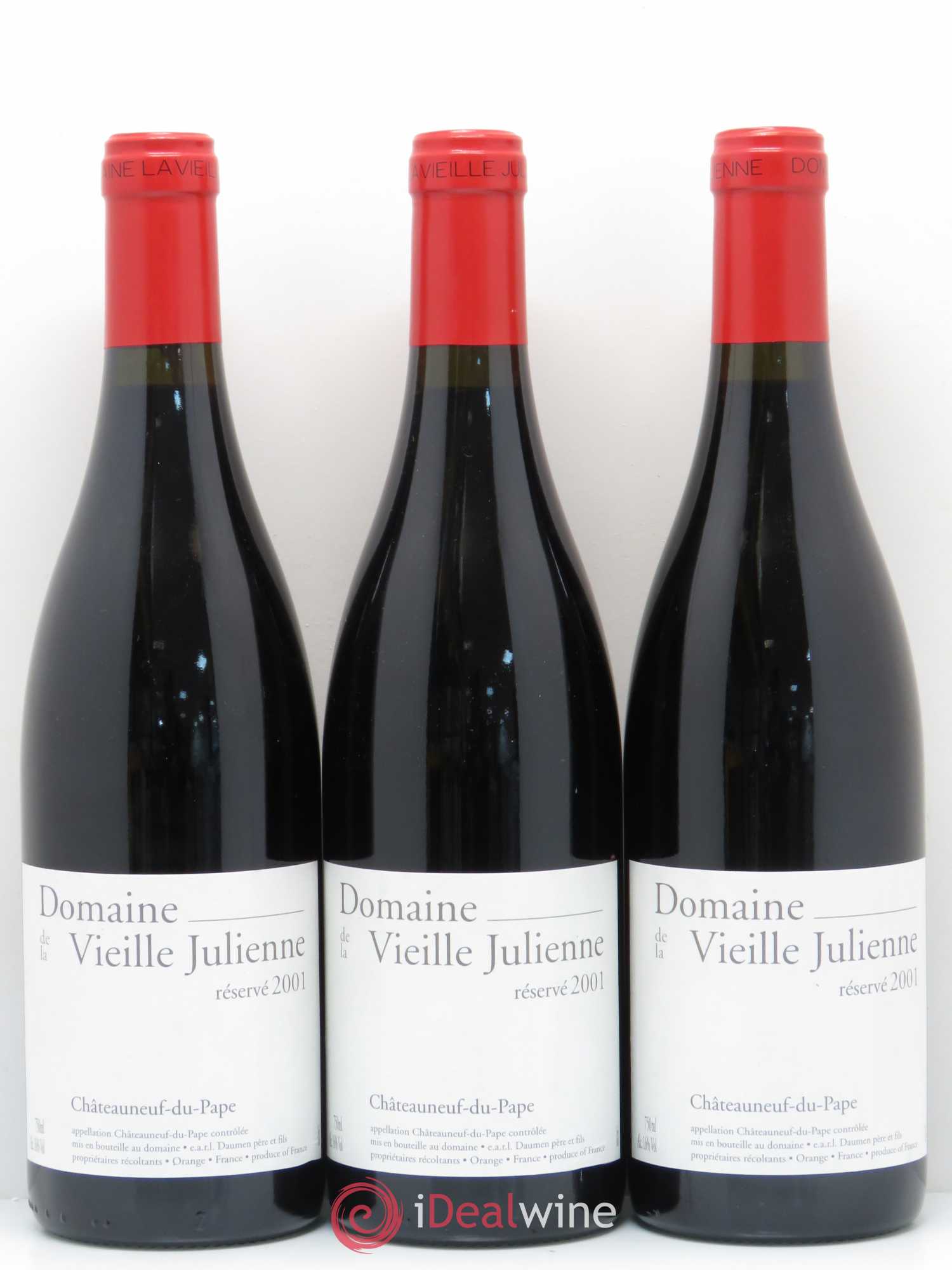 Châteauneuf-du-Pape Vieille Julienne (Domaine de la) Réservé Jean-Paul Daumen (sans prix de réserve) 2001 - Lot de 3 bouteilles - 0
