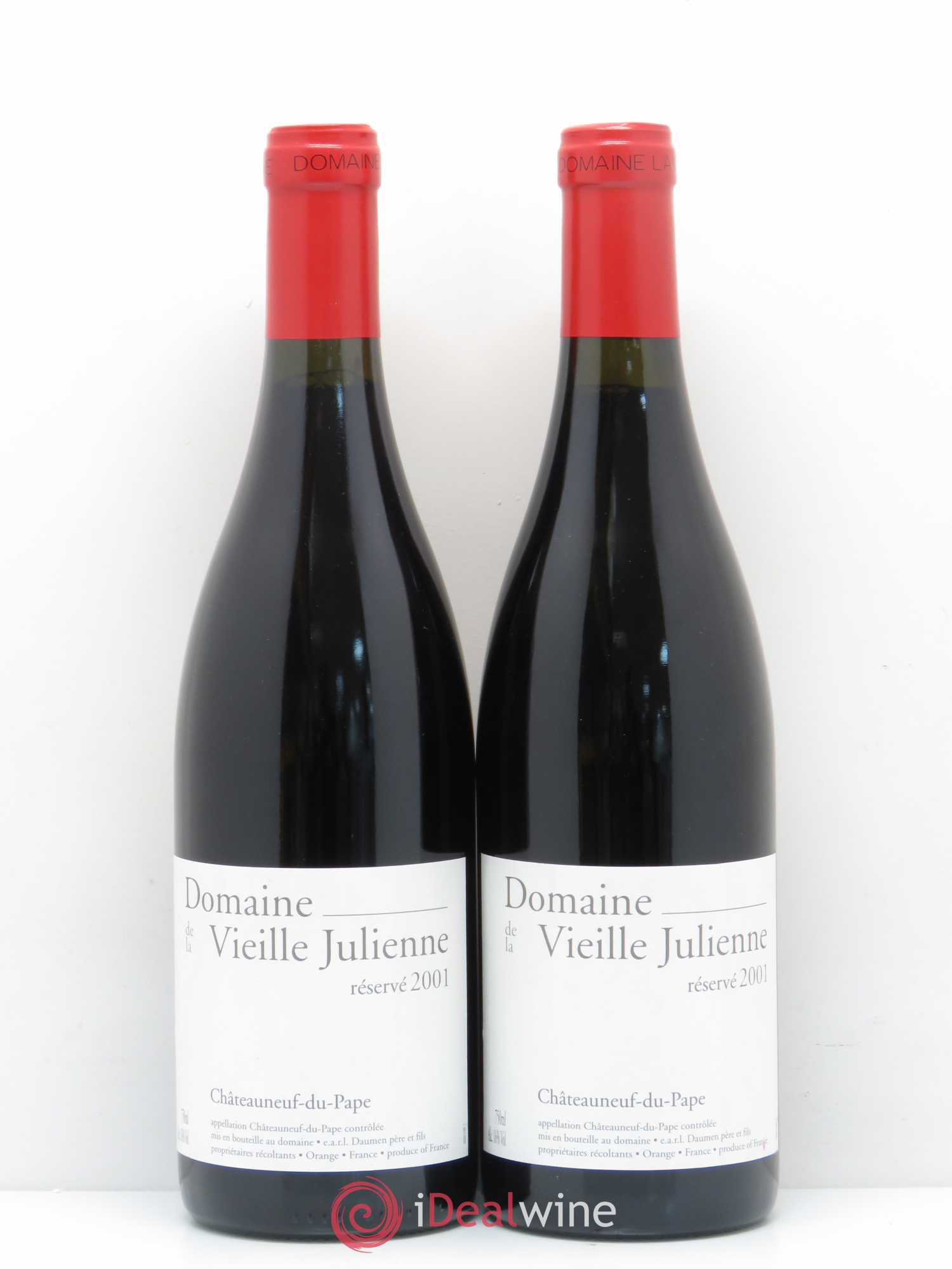 Châteauneuf-du-Pape Vieille Julienne (Domaine de la) Réservé Jean-Paul Daumen (sans prix de réserve) 2001 - Lot de 2 bouteilles - 0