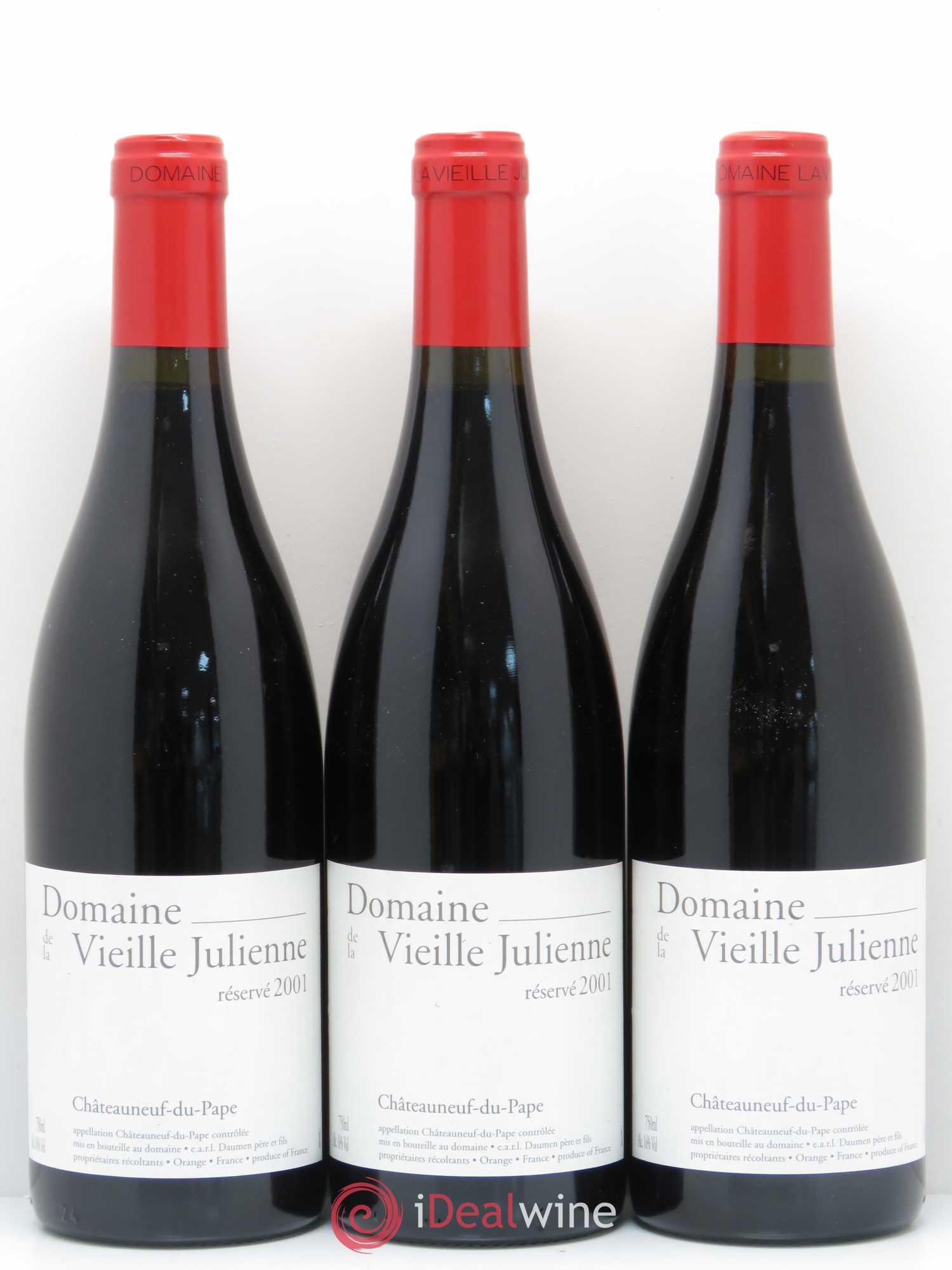 Châteauneuf-du-Pape Vieille Julienne (Domaine de la) Réservé Jean-Paul Daumen (sans prix de réserve) 2001 - Lot de 3 bouteilles - 0