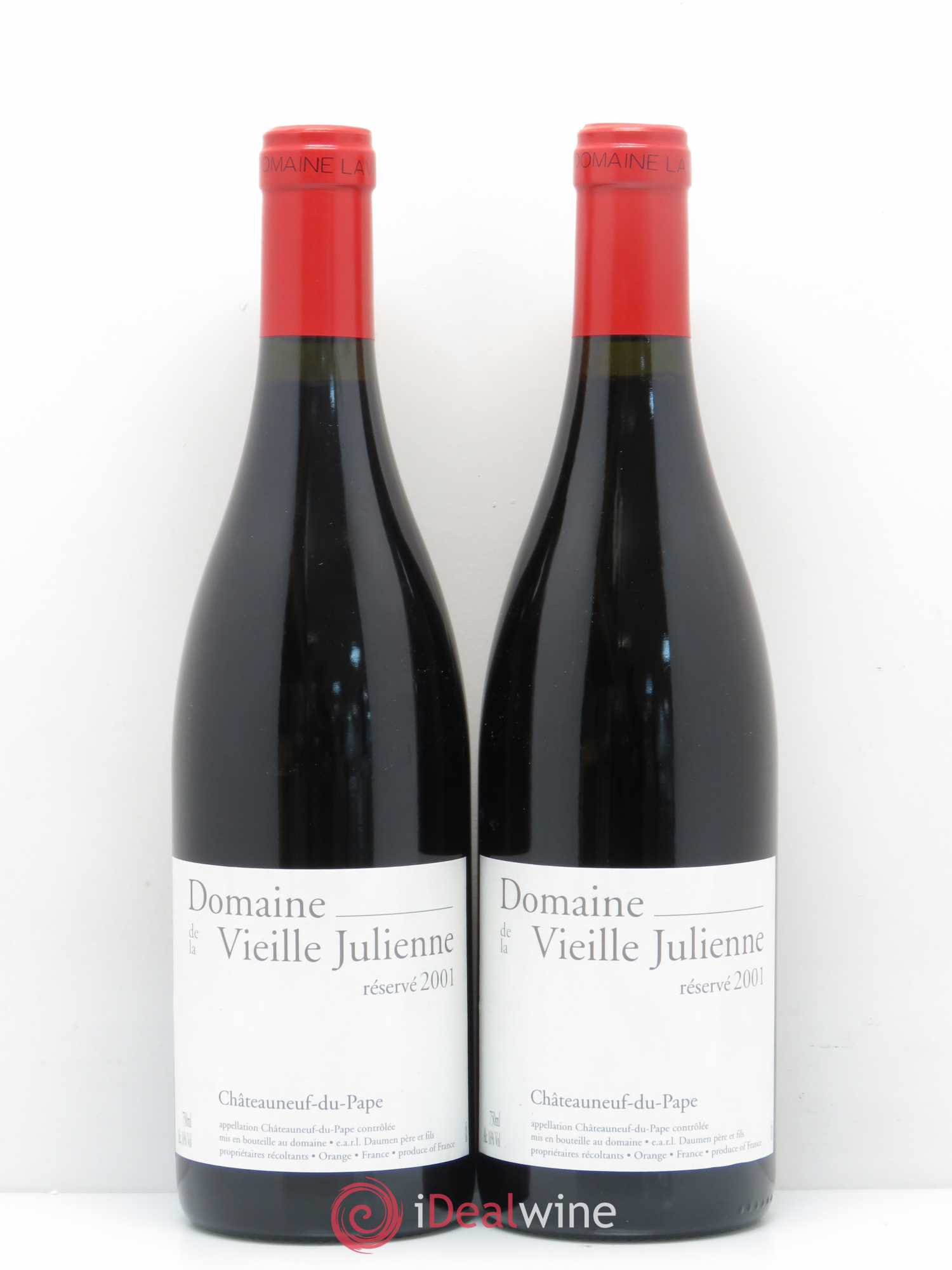 Châteauneuf-du-Pape Vieille Julienne (Domaine de la) Réservé Jean-Paul Daumen (sans prix de réserve) 2001 - Lot de 2 bouteilles - 0