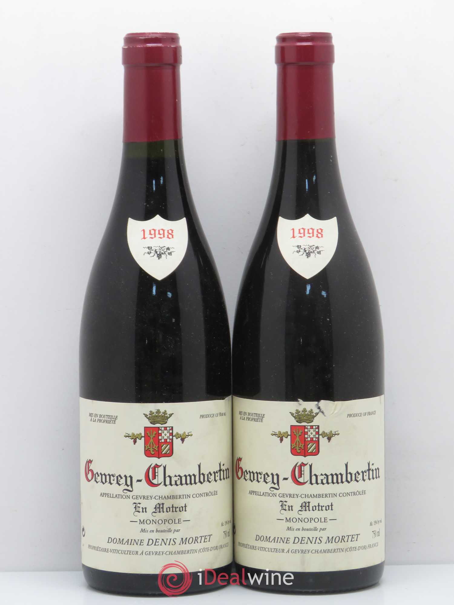 Gevrey-Chambertin En Motrot Denis Mortet (Domaine) 1998 - Lot de 2 bouteilles - 0