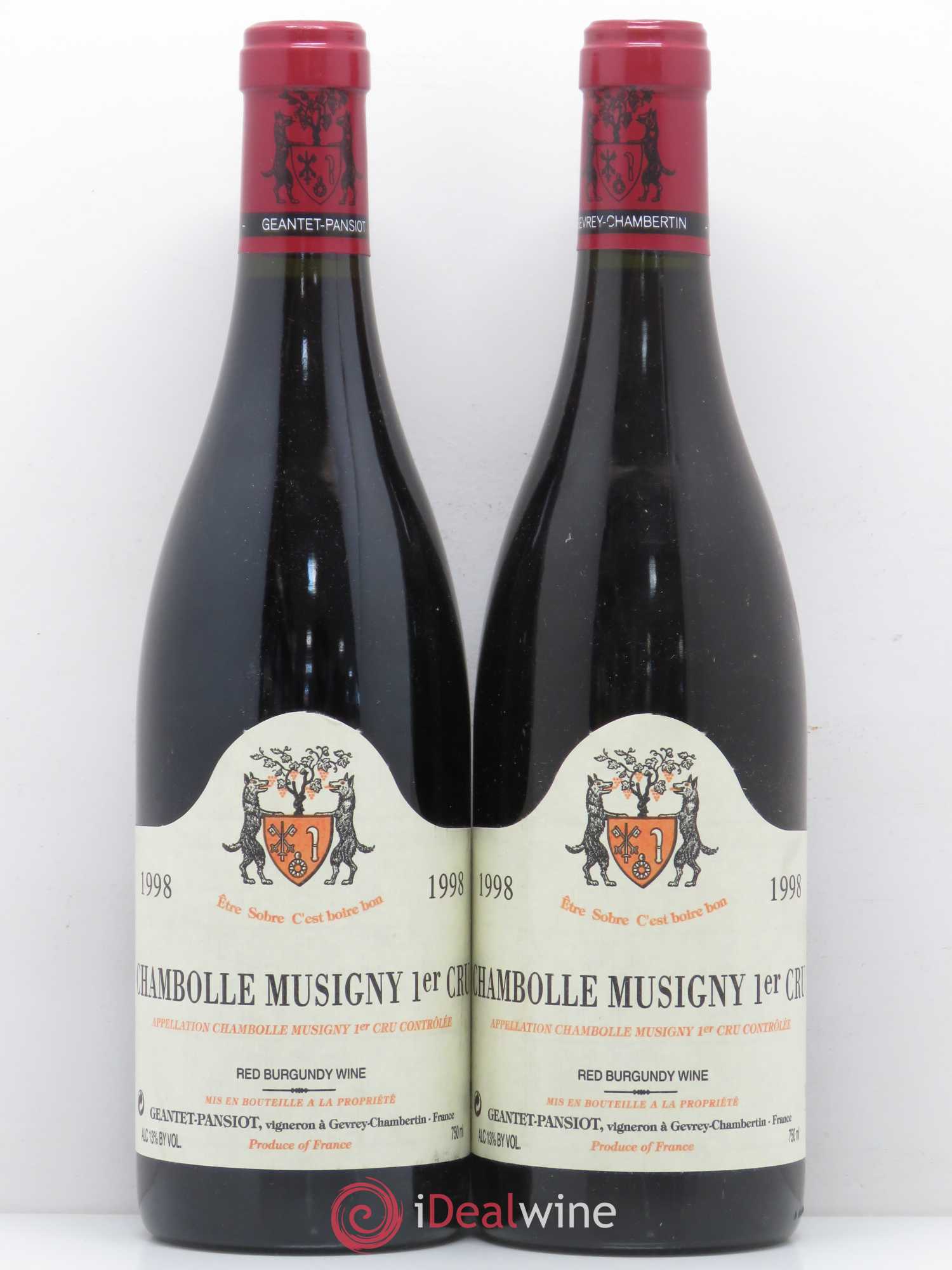Chambolle-Musigny 1er Cru Geantet-Pansiot 1998 - Lot de 2 bouteilles - 0