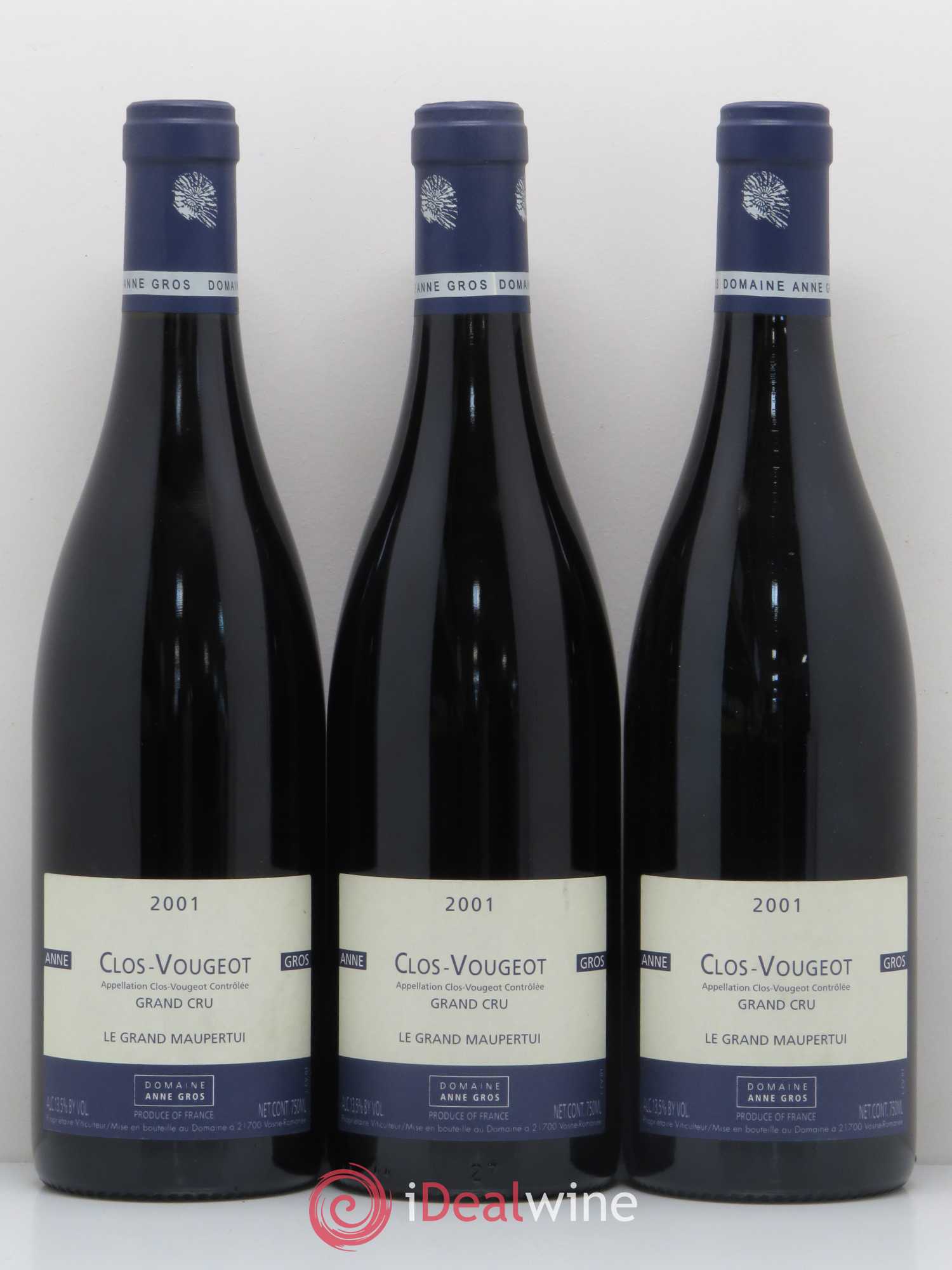 Clos de Vougeot Grand Cru Anne Gros Le Grand Maupertui 2001 - Lot de 3 bouteilles - 0