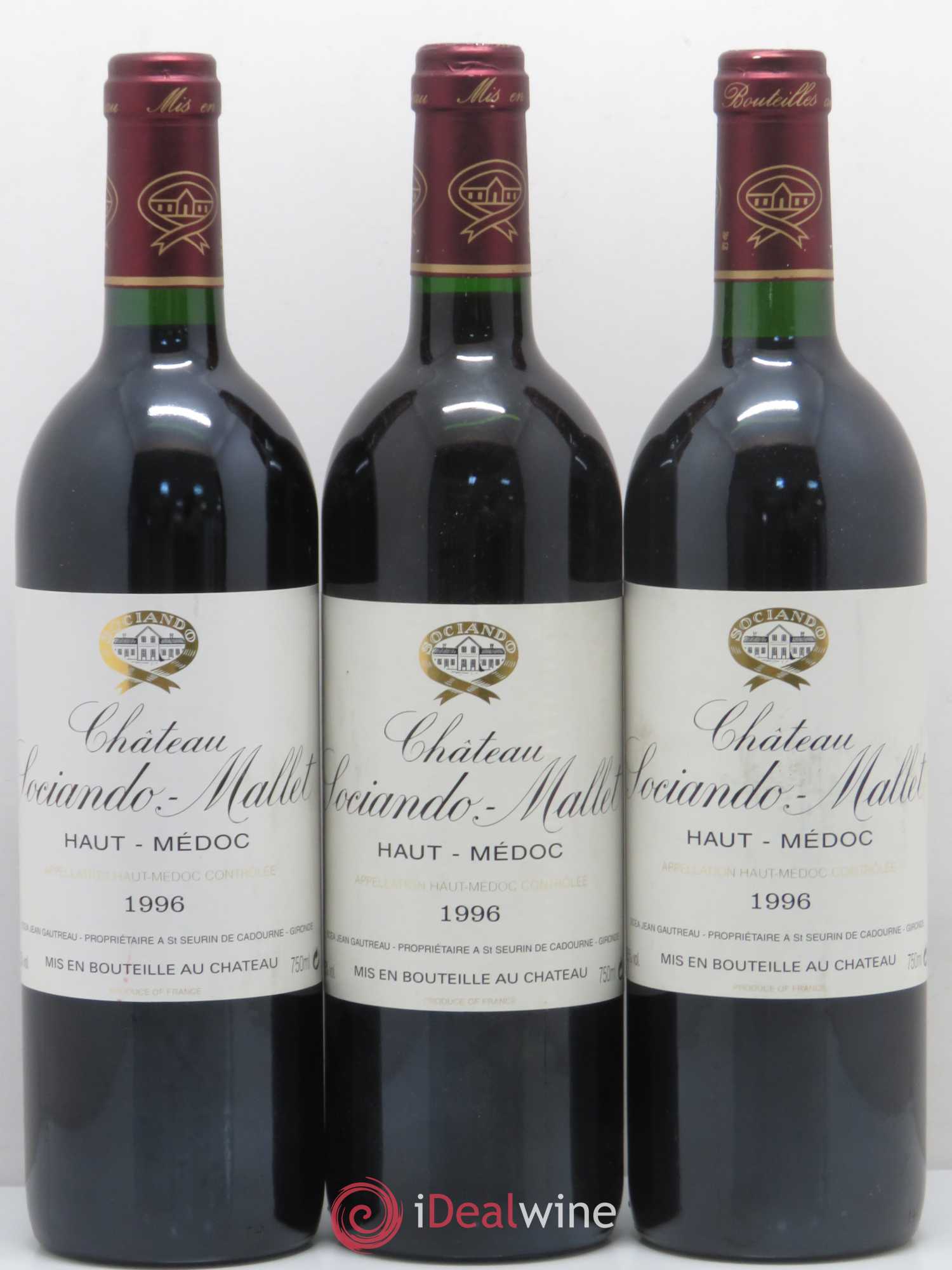 Château Sociando Mallet 1996 - Lot de 12 bouteilles - 1
