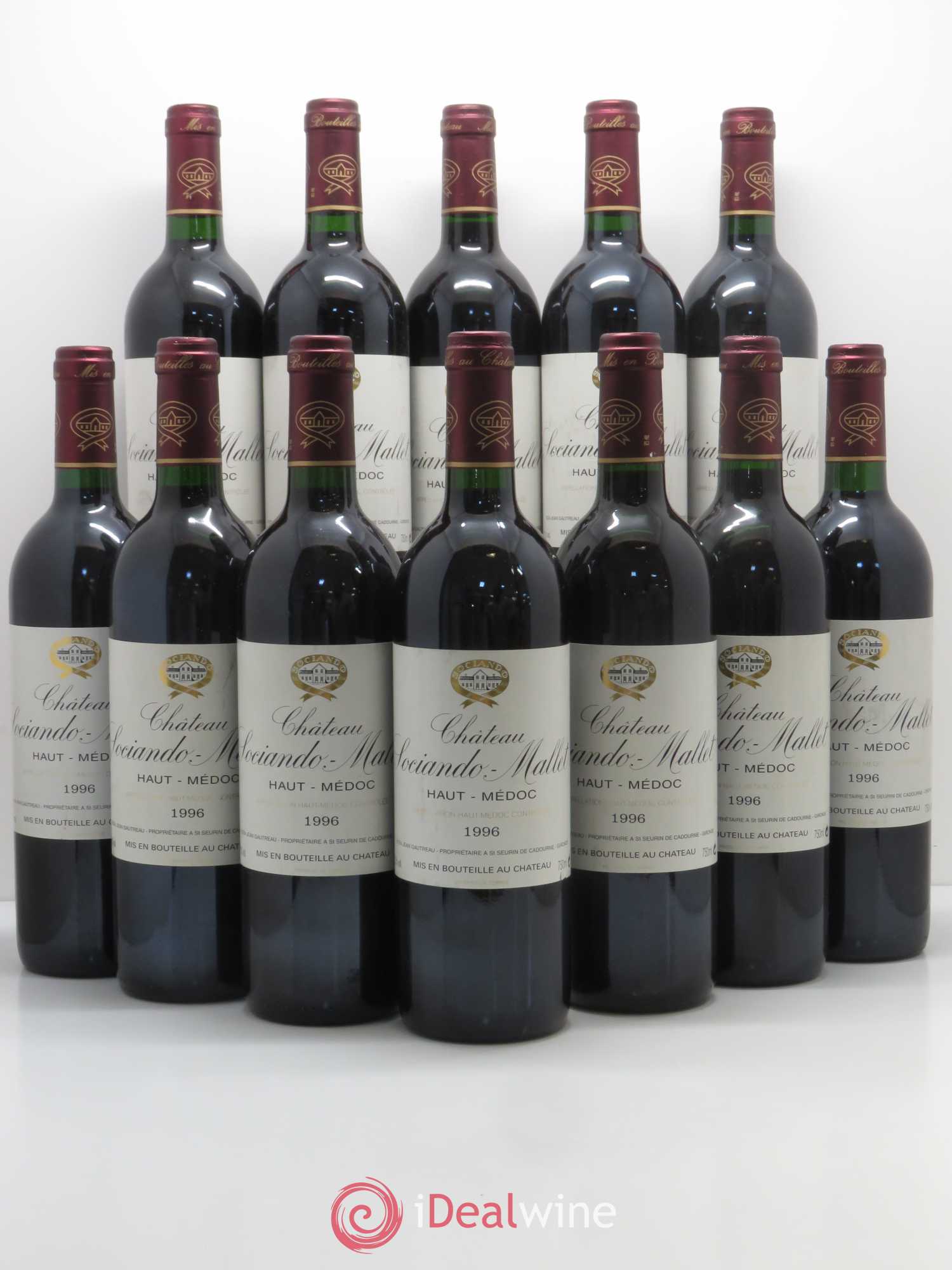 Château Sociando Mallet 1996 - Lot de 12 bouteilles - 0