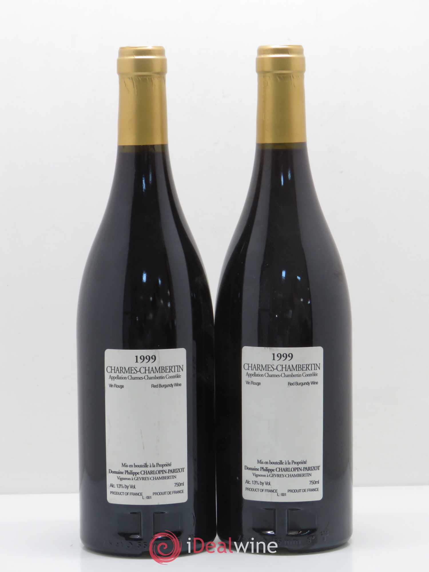 Charmes-Chambertin Grand Cru Charlopin-Parizot 1999 - Lot de 2 bouteilles - 1