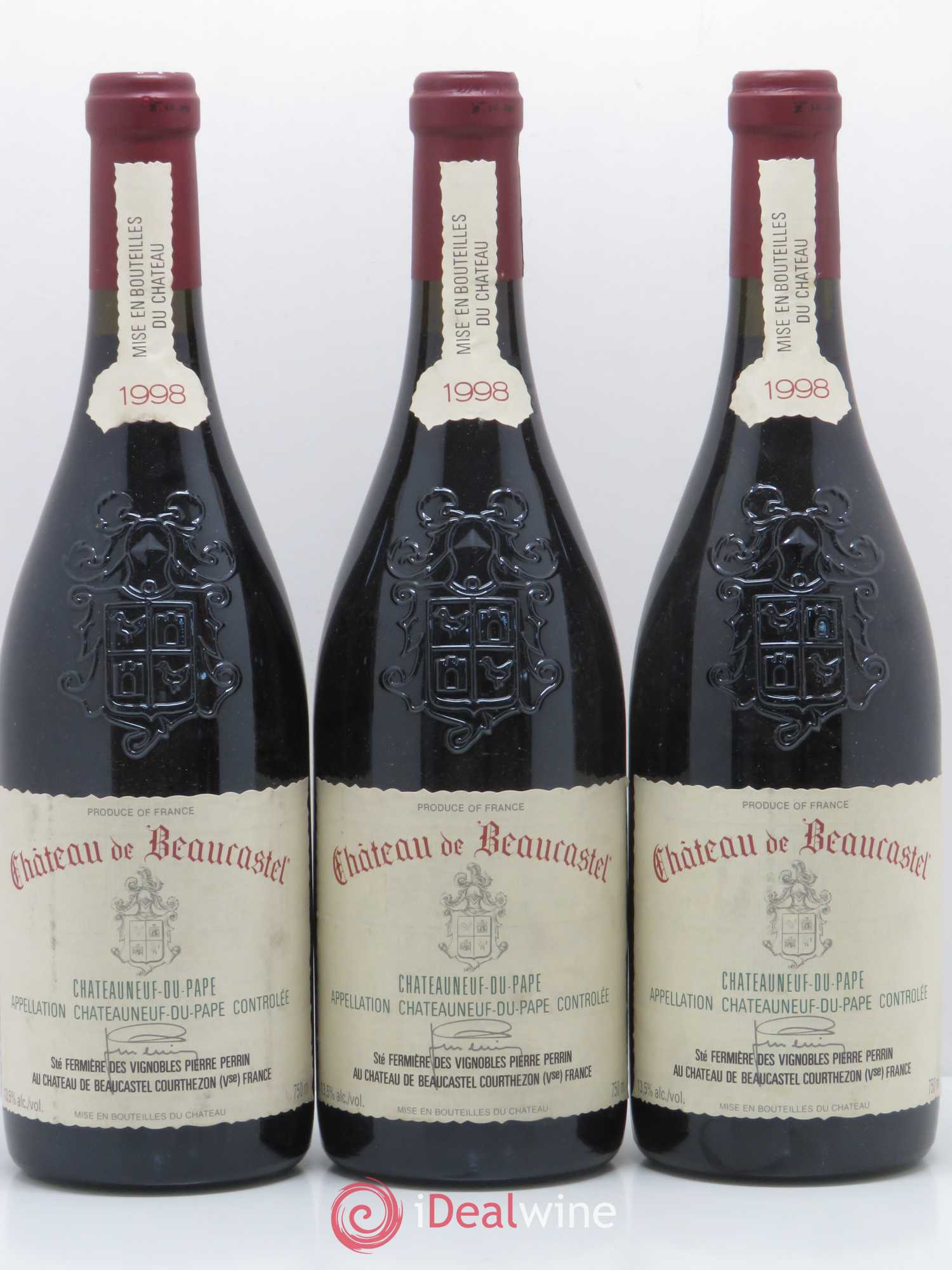 Châteauneuf-du-Pape Château de Beaucastel Famille Perrin 1998 - Lot de 3 bouteilles - 0