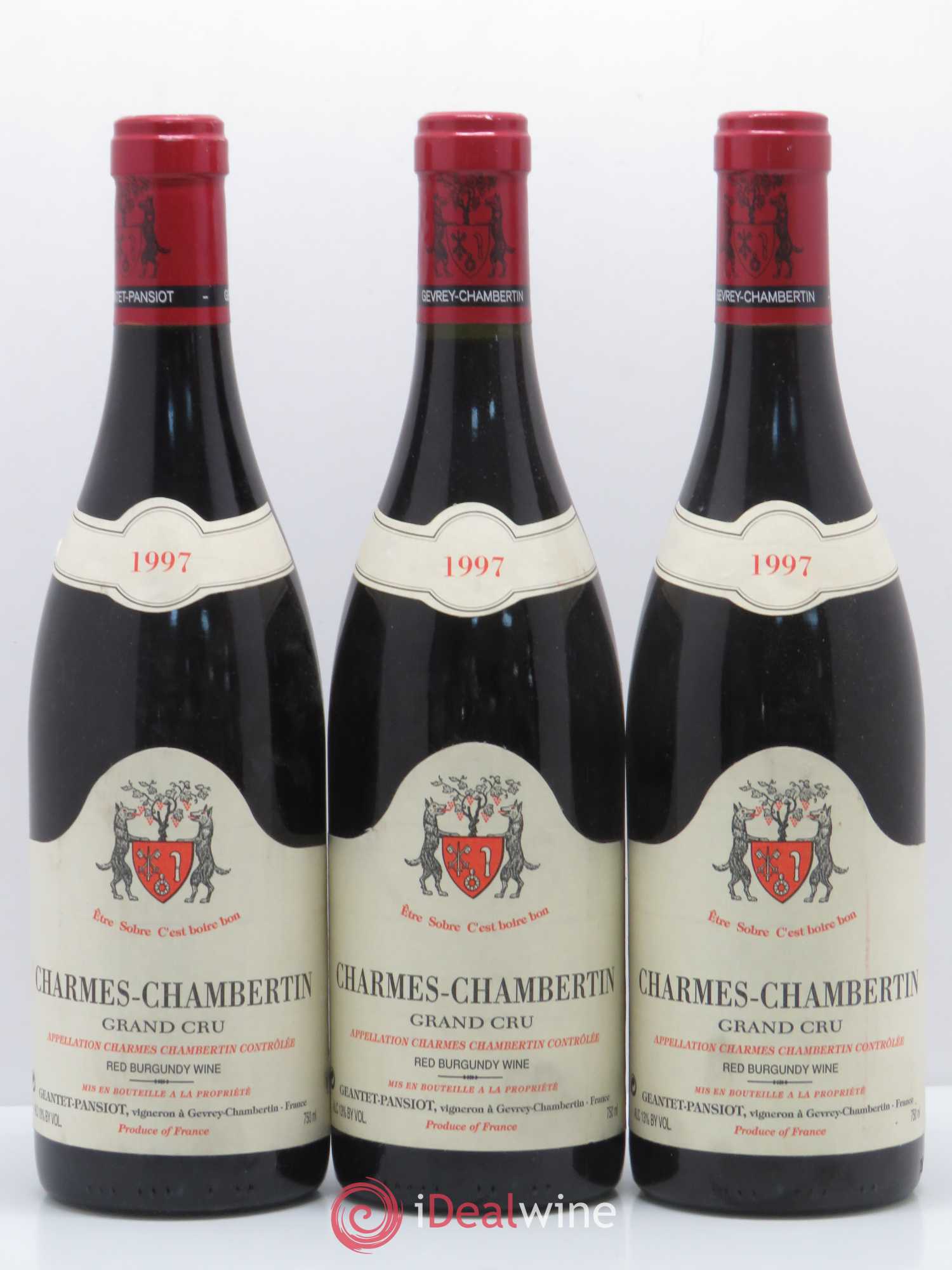 Charmes-Chambertin Grand Cru Geantet-Pansiot 1997 - Lot de 3 bouteilles - 0