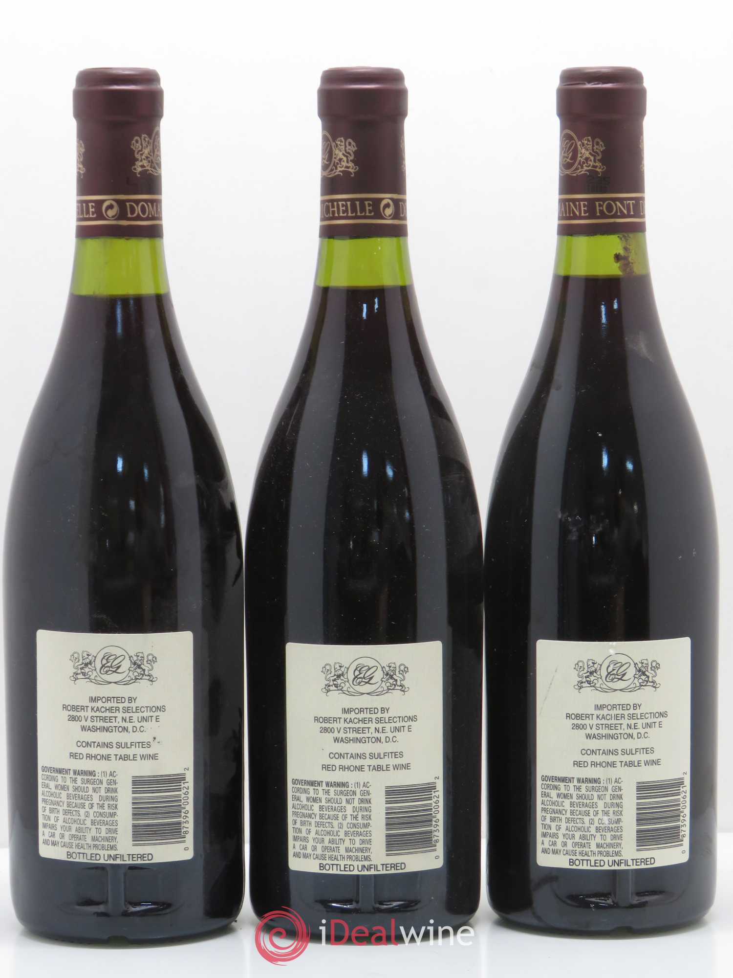 Châteauneuf-du-Pape Domaine Font de Michelle Cuvée Etienne Gonnet Famille Gonnet 1998 - Lot de 3 bouteilles - 1