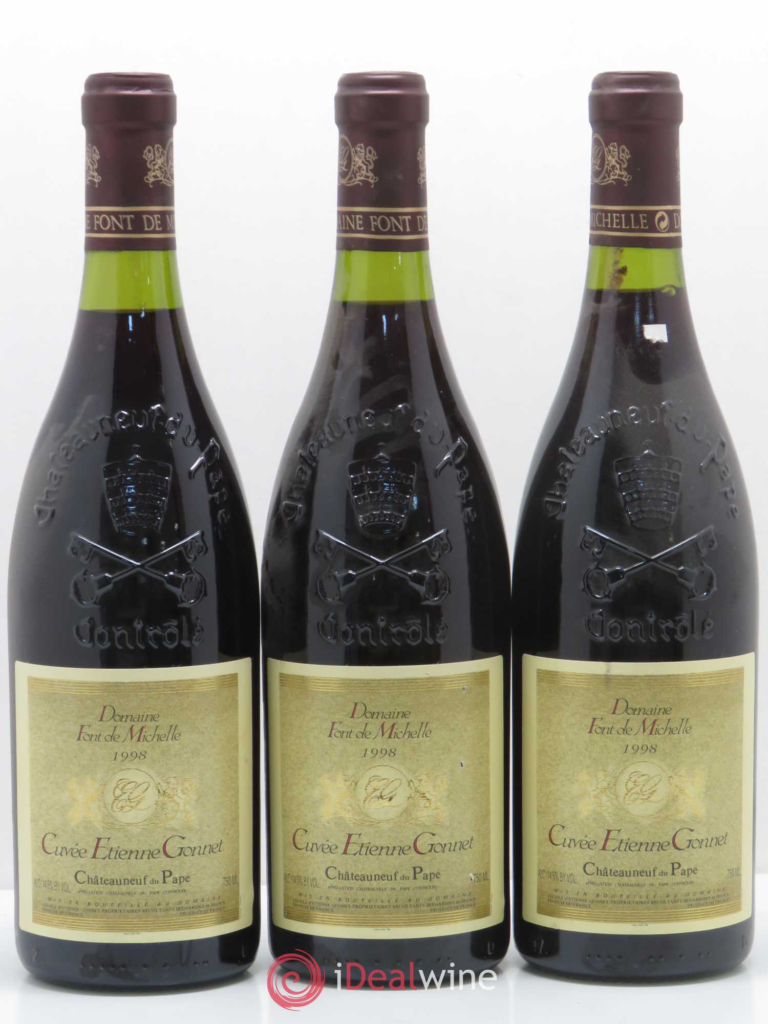 Châteauneuf-du-Pape Domaine Font de Michelle Cuvée Etienne Gonnet Famille Gonnet 1998 - Lot de 3 bouteilles - 0