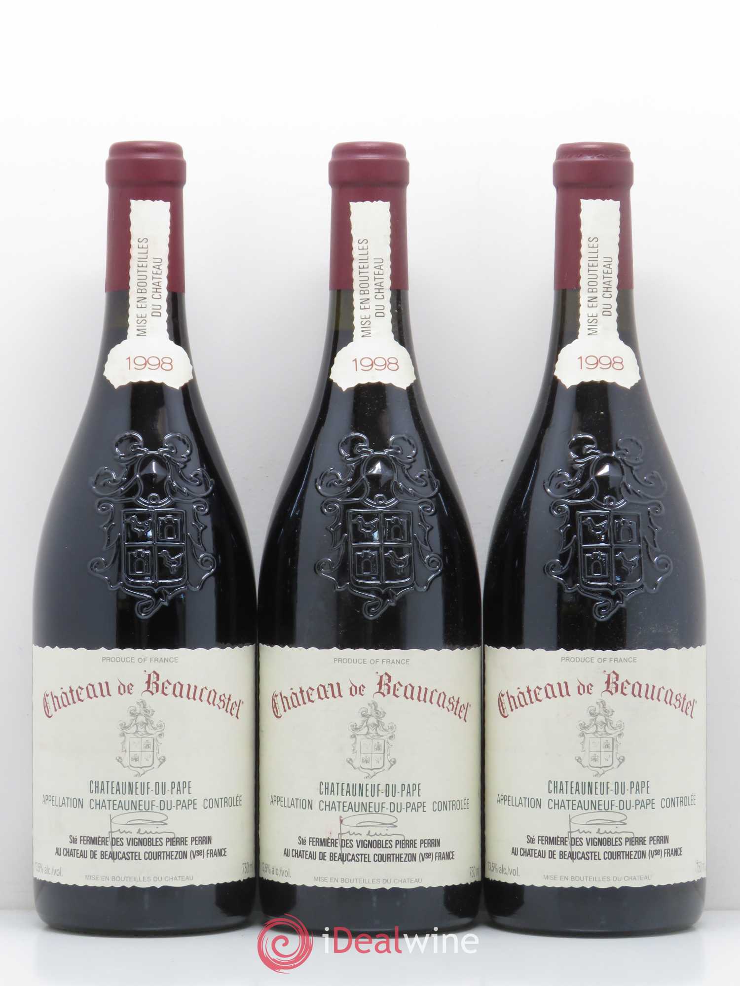 Châteauneuf-du-Pape Château de Beaucastel Famille Perrin 1998 - Lot de 3 bouteilles - 0