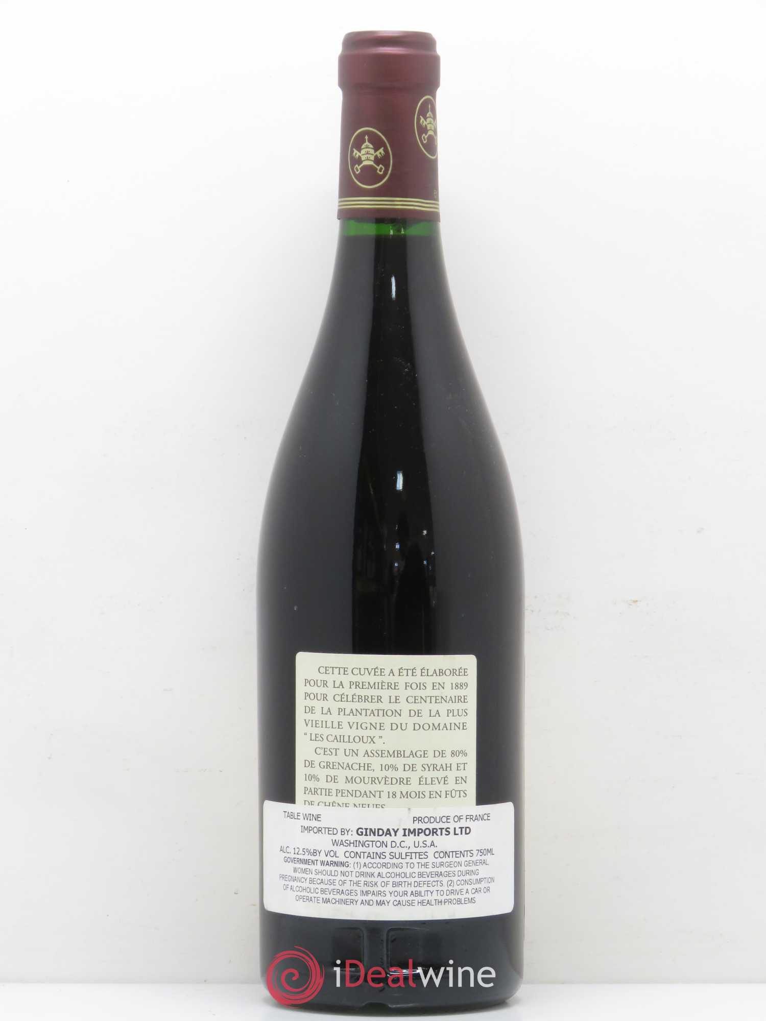 Châteauneuf-du-Pape Les Cailloux Cuvée Centenaire André Brunel 1998 - Lot de 1 bouteille - 1