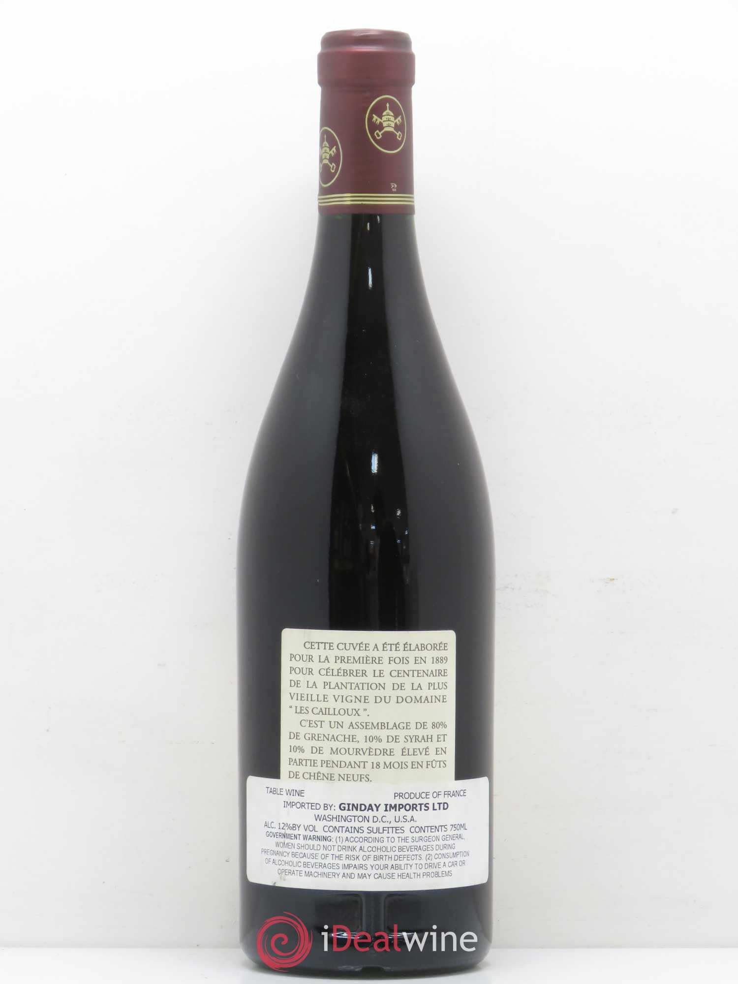 Châteauneuf-du-Pape Les Cailloux Cuvée Centenaire André Brunel 1998 - Lot de 1 bouteille - 1