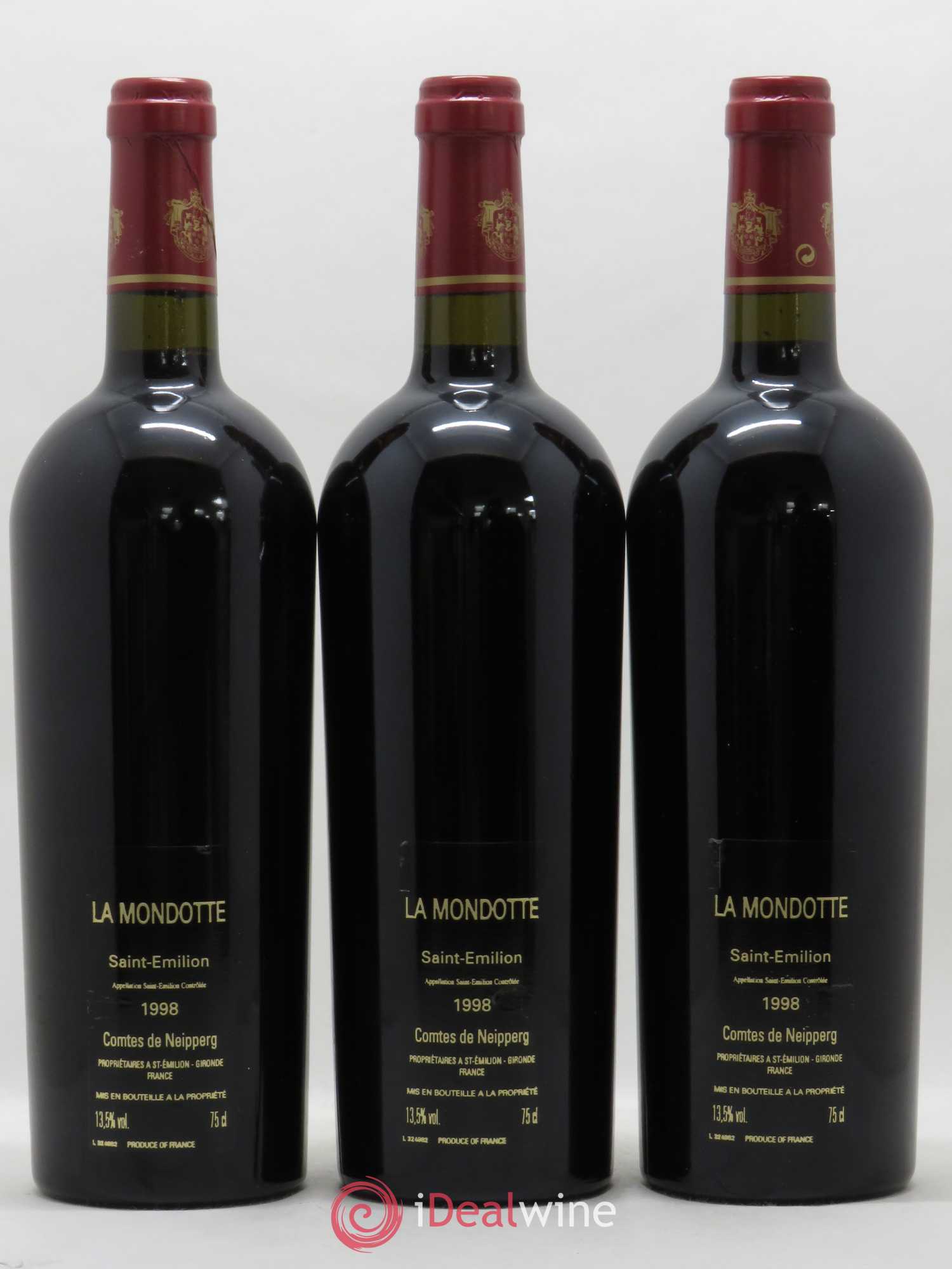 La Mondotte 1er Grand Cru Classé B depuis 2012 1998 - Lot de 3 bouteilles - 1