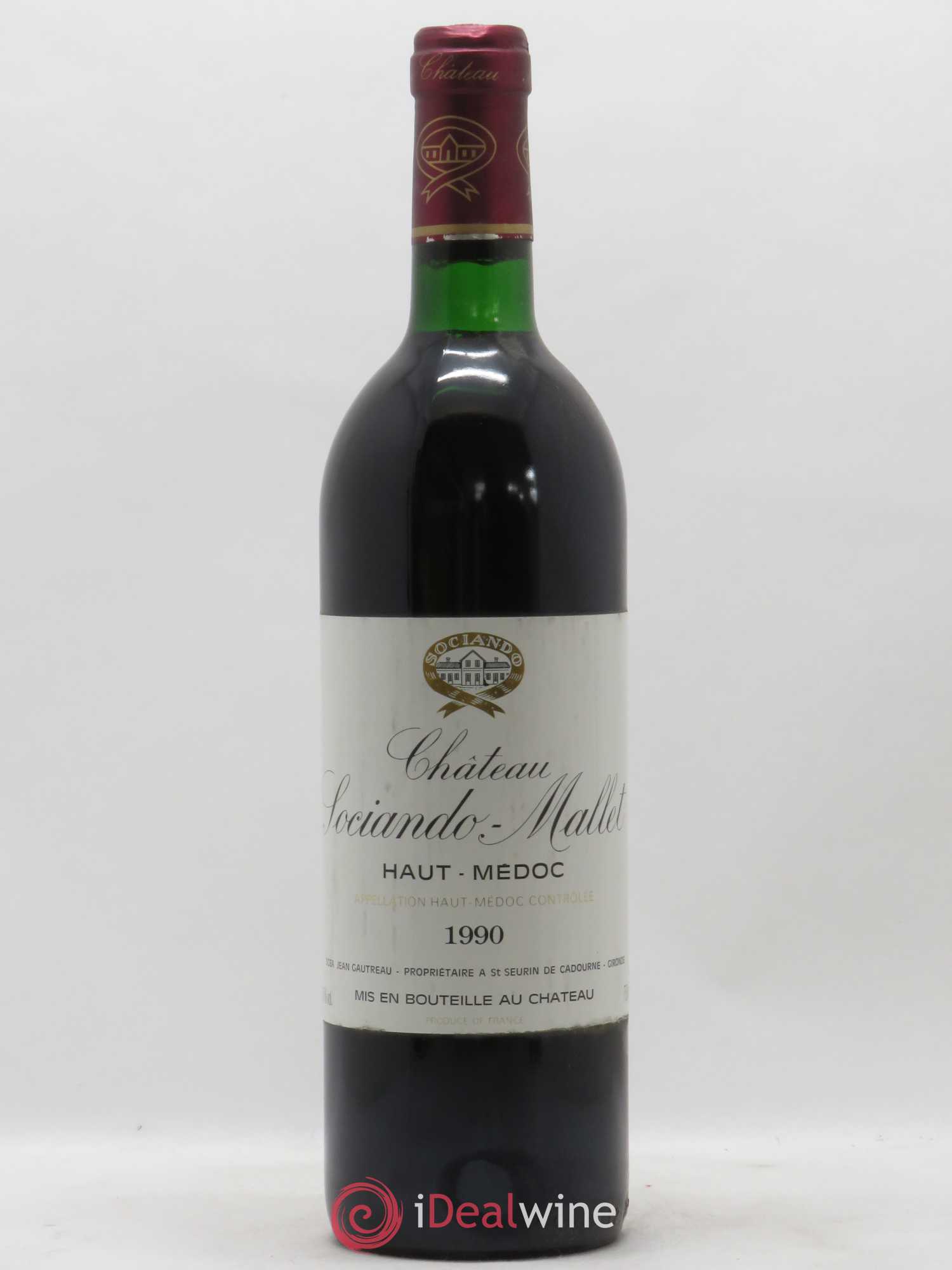 Château Sociando Mallet 1990 - Lot de 1 bouteille - 0