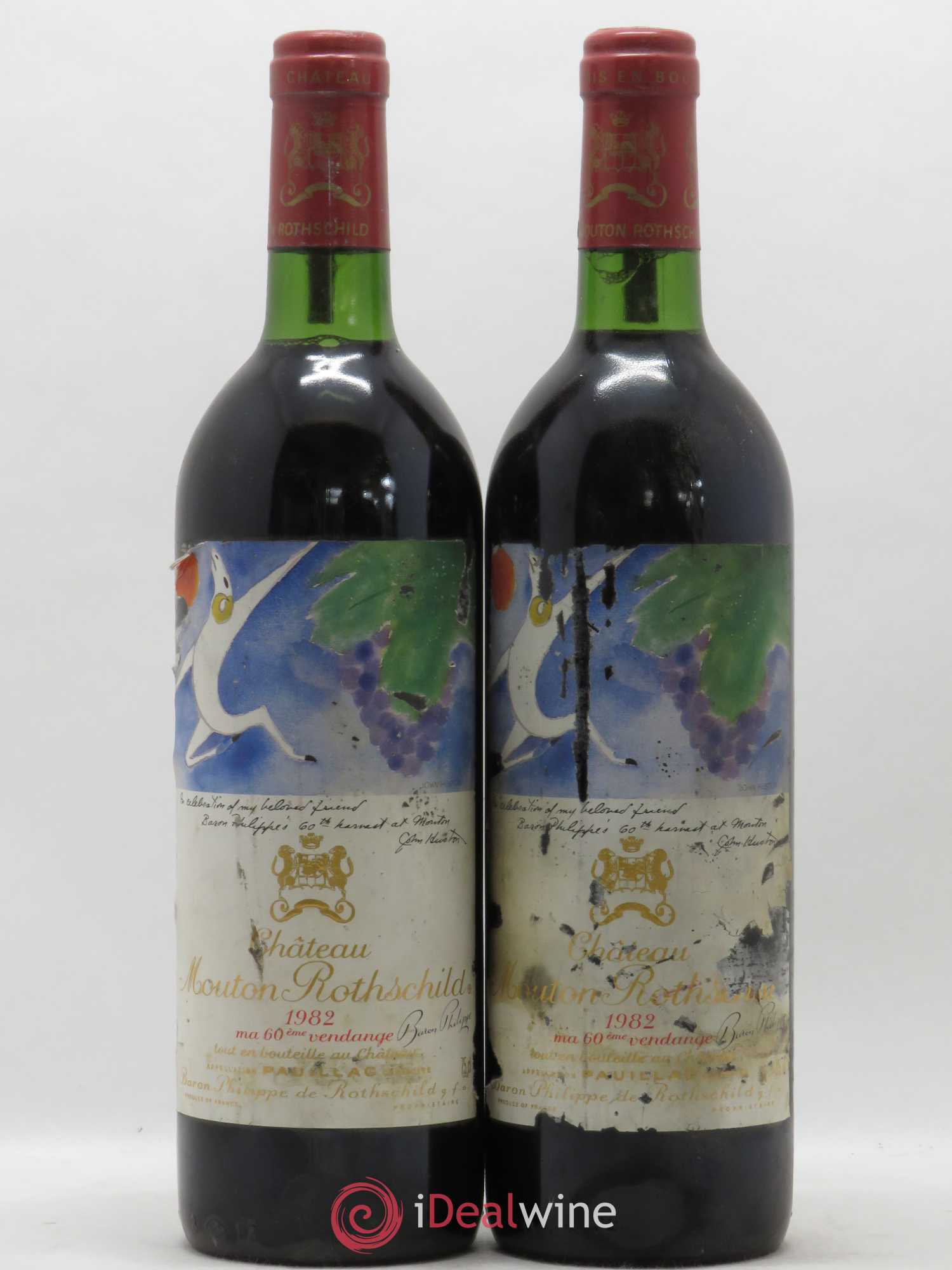 Château Mouton Rothschild 1er Grand Cru Classé 1982 - Lot de 2 bouteilles - 0