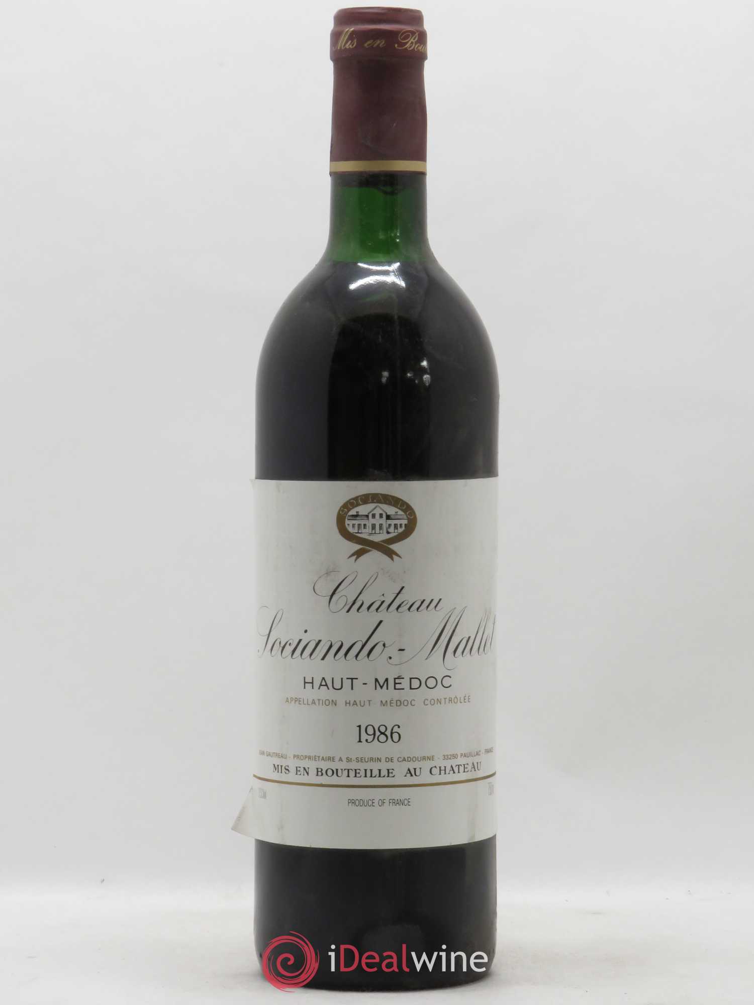 Château Sociando Mallet 1986 - Lot de 1 bouteille - 0