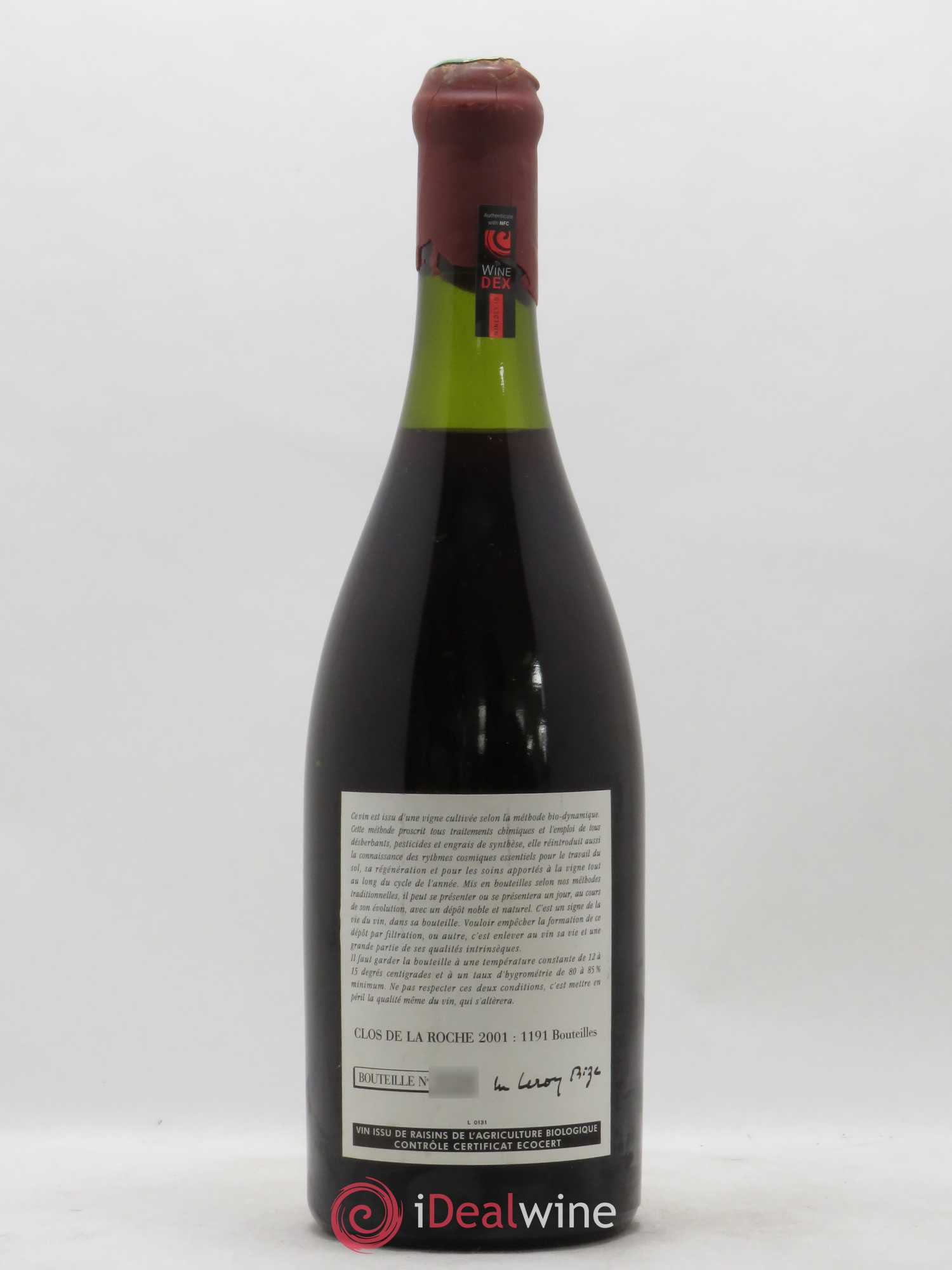 Clos de la Roche Grand Cru Leroy (Domaine) 2001 - Lot de 1 bouteille - 1