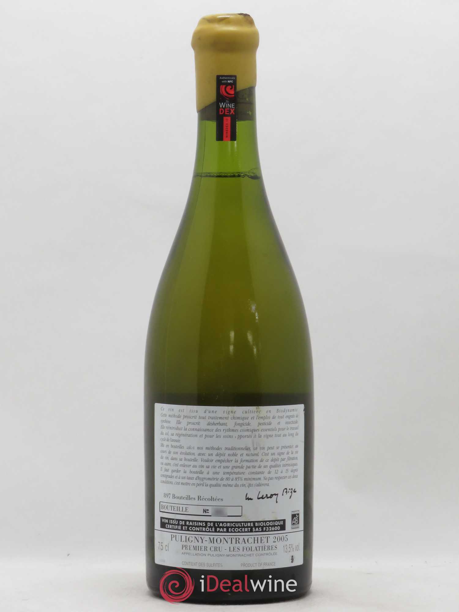 Puligny-Montrachet 1er Cru Les Folatières d'Auvenay (Domaine) 2005 - Lot de 1 bouteille - 1