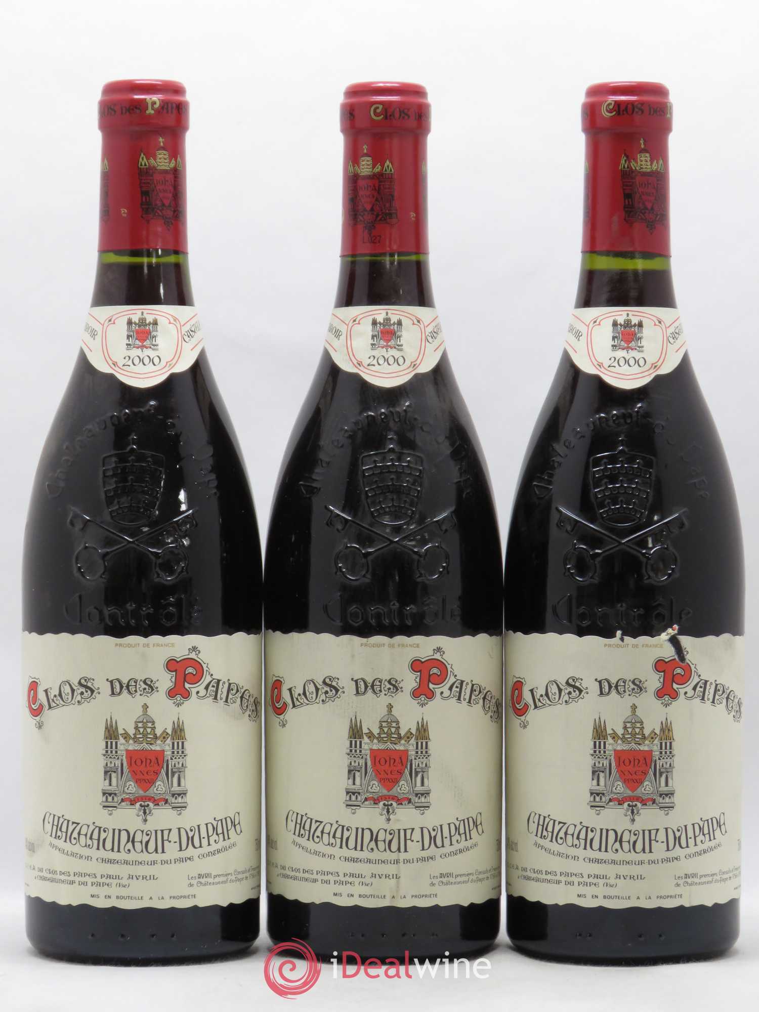 Châteauneuf-du-Pape Clos des Papes - Paul Avril 2000 - Lot de 3 bouteilles - 0