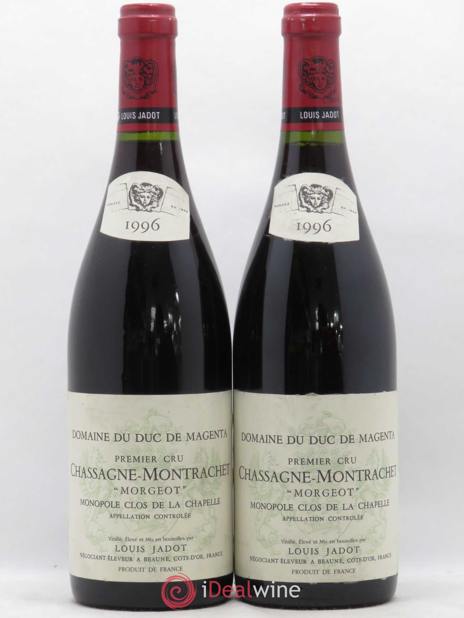 Chassagne-Montrachet 1er Cru Morgeot Clos de la Chapelle Domaine du Duc de Magenta Louis Jadot 1996 - Lotto di 2 bottiglie - 0