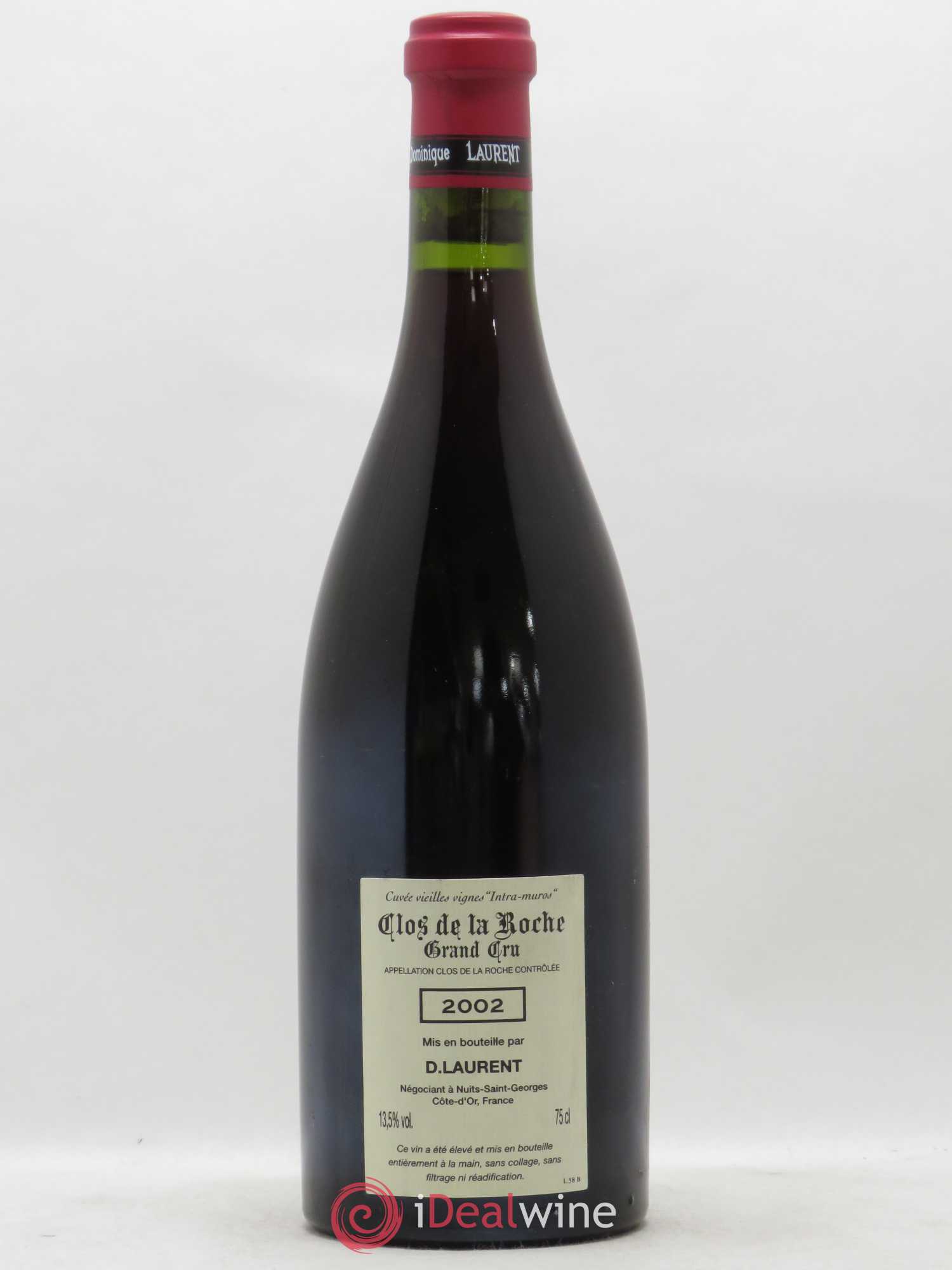 Clos de la Roche Grand Cru Vieilles vignes Intra-muros Dominique Laurent 2002 - Lot de 1 bouteille - 1