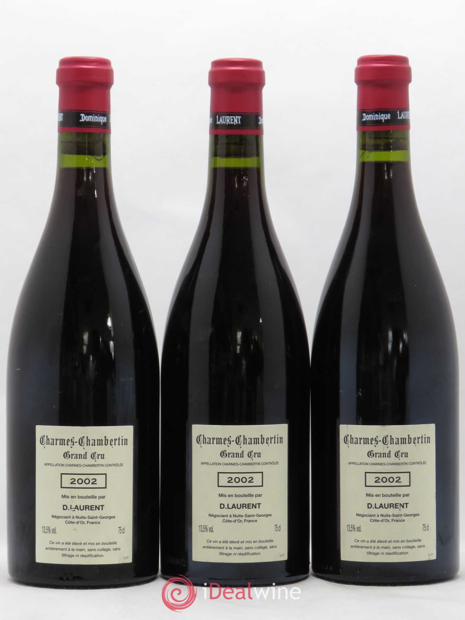 Charmes-Chambertin Grand Cru Vieilles Vignes Dominique Laurent 2002 - Lot de 3 bouteilles - 1