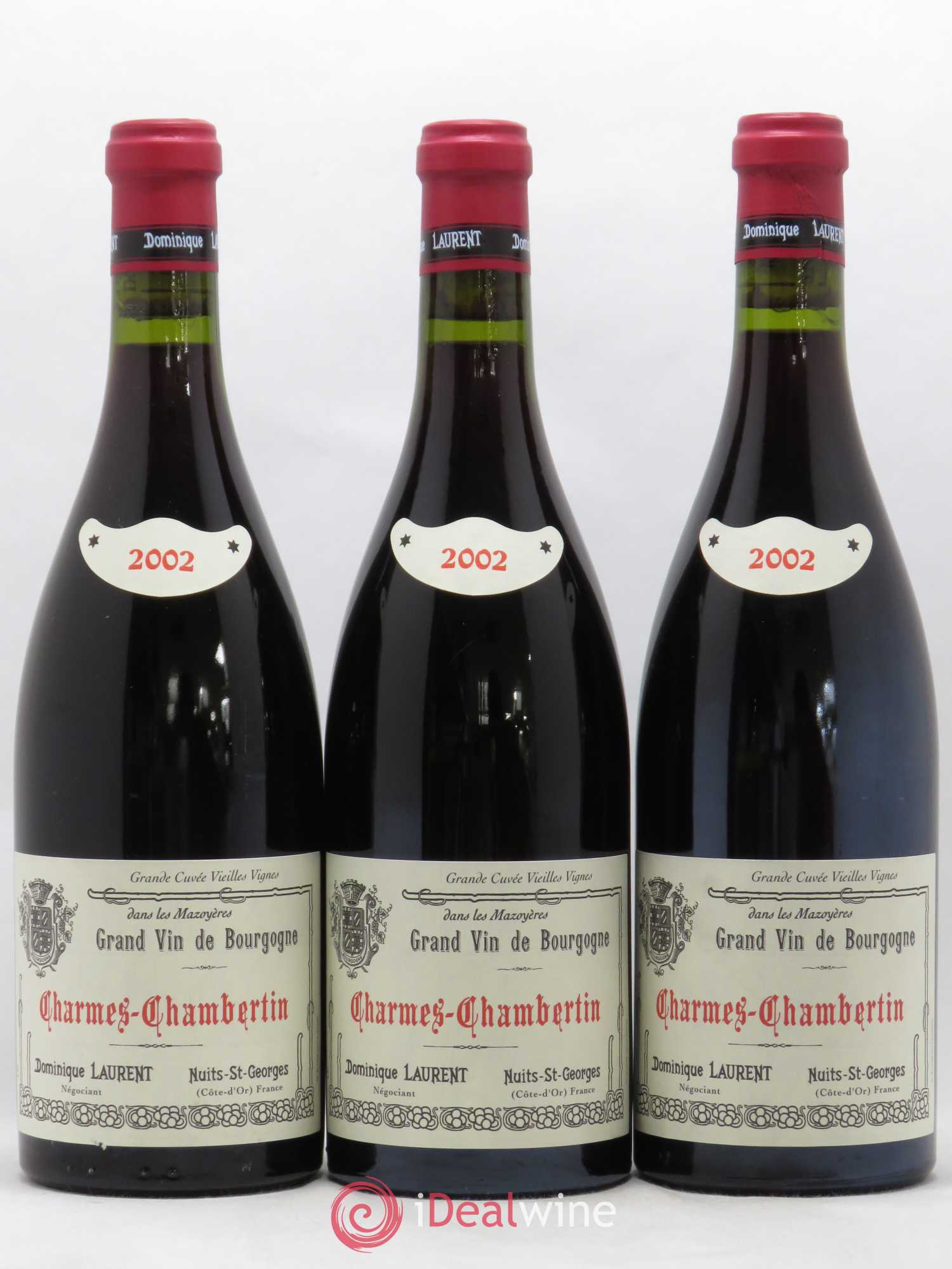 Charmes-Chambertin Grand Cru Vieilles Vignes Dominique Laurent 2002 - Lot de 3 bouteilles - 0