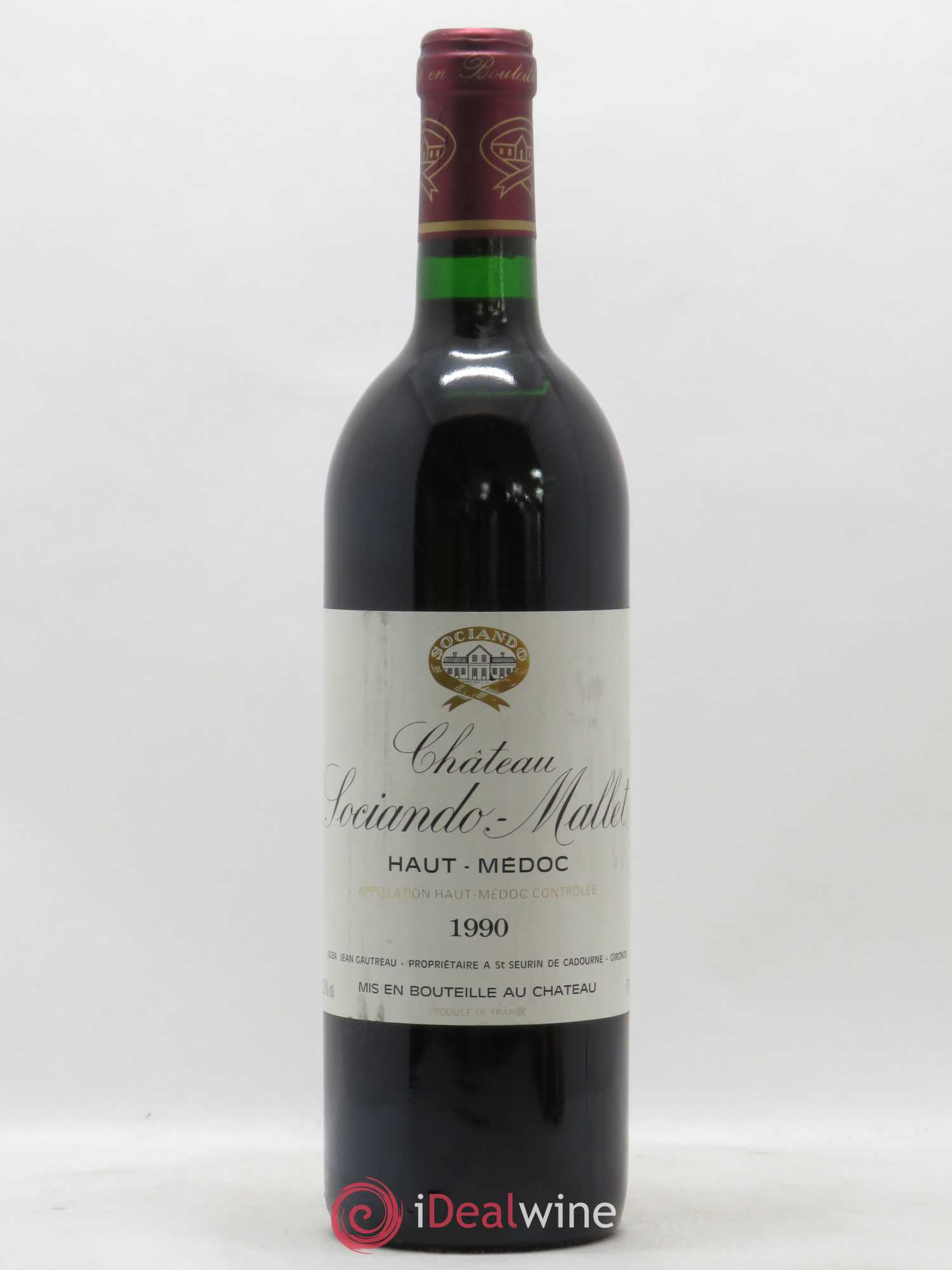 Château Sociando Mallet 1990 - Lot de 1 bouteille - 0