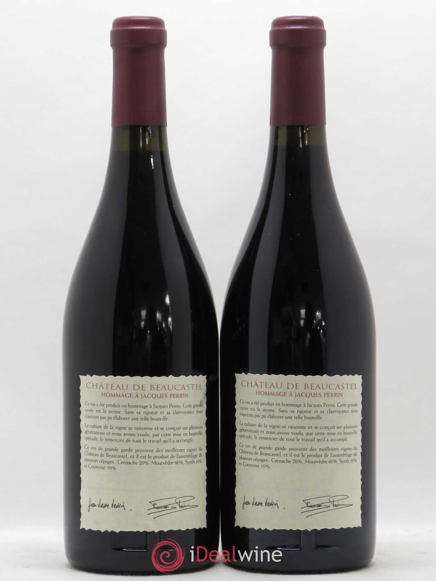Châteauneuf-du-Pape Château de Beaucastel Hommage à Jacques Perrin Famille Perrin 1999 - Lot de 2 bouteilles - 1
