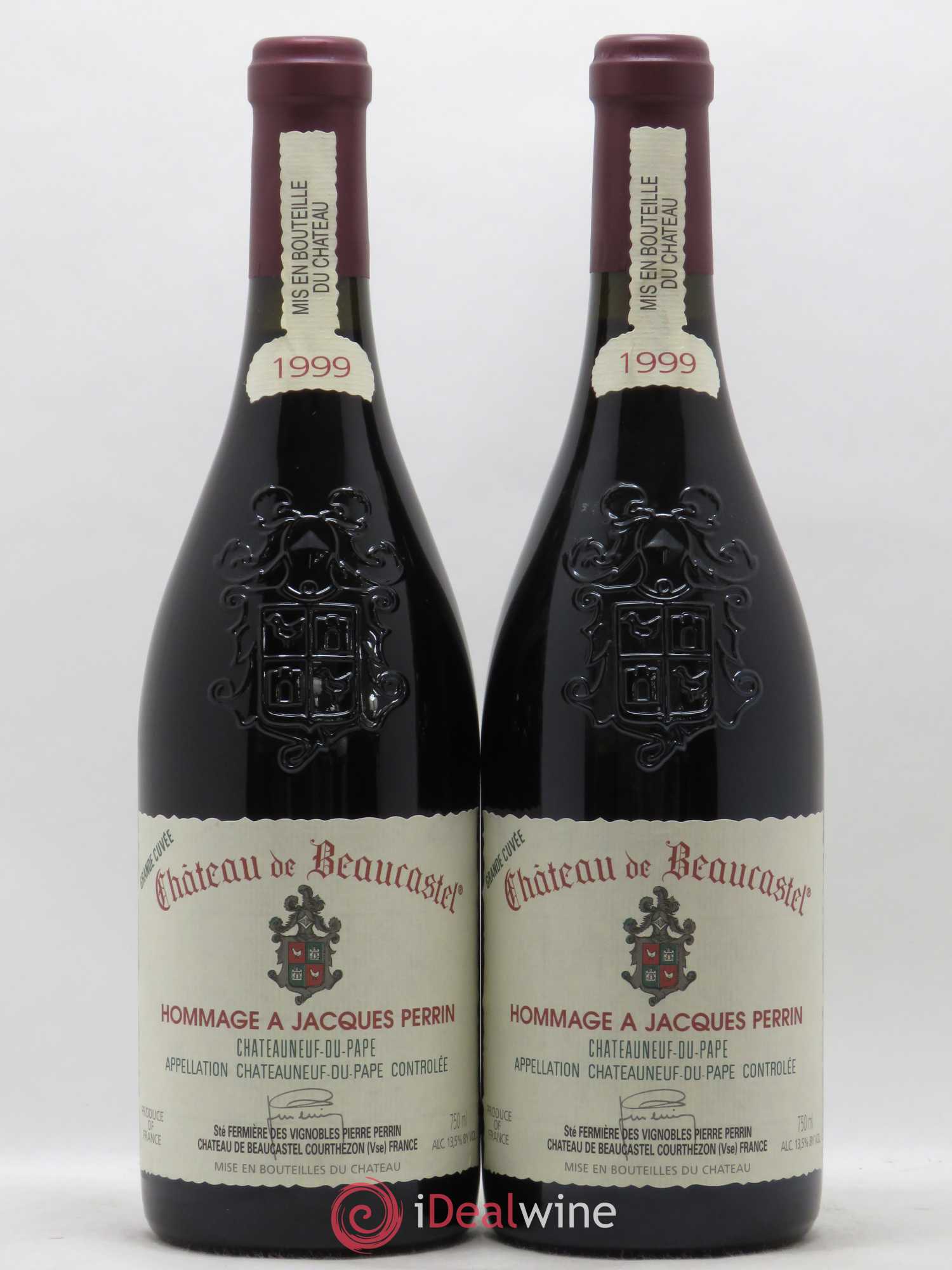 Châteauneuf-du-Pape Château de Beaucastel Hommage à Jacques Perrin Famille Perrin 1999 - Lot de 2 bouteilles - 0