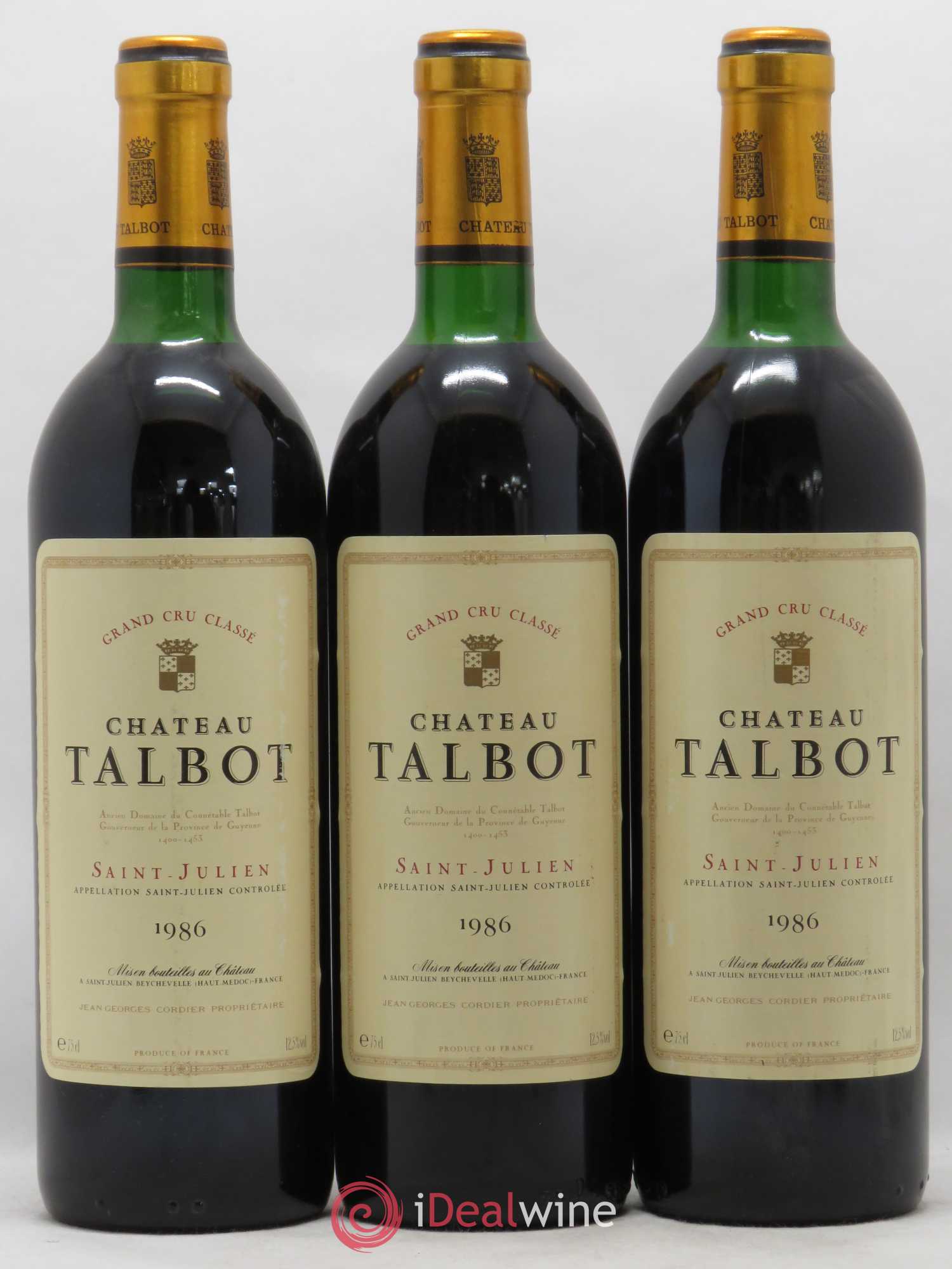 Château Talbot 4ème Grand Cru Classé 1986 - Lot de 3 bouteilles - 0