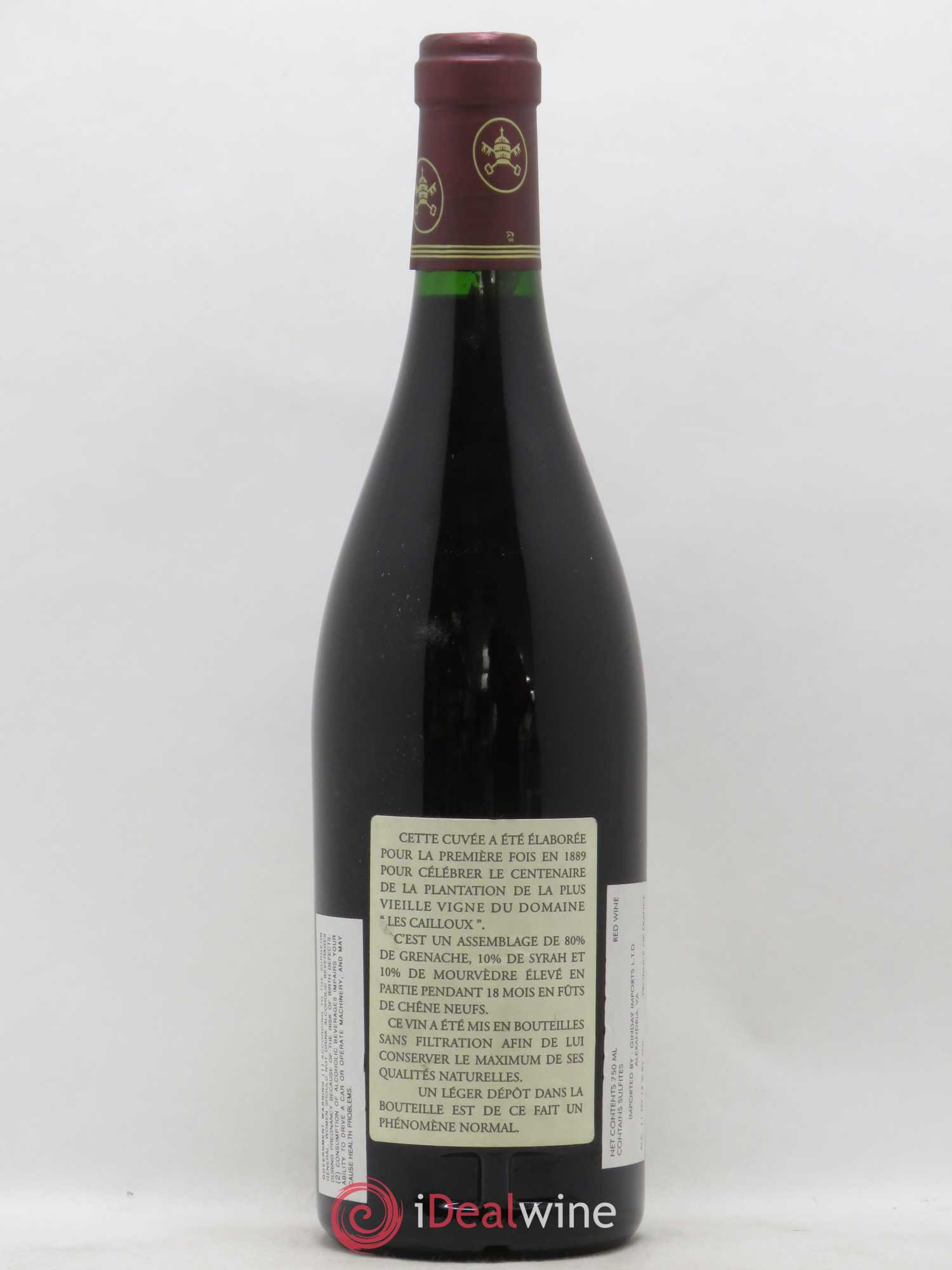 Châteauneuf-du-Pape Les Cailloux Cuvée Centenaire André Brunel 1998 - Lot de 1 bouteille - 1